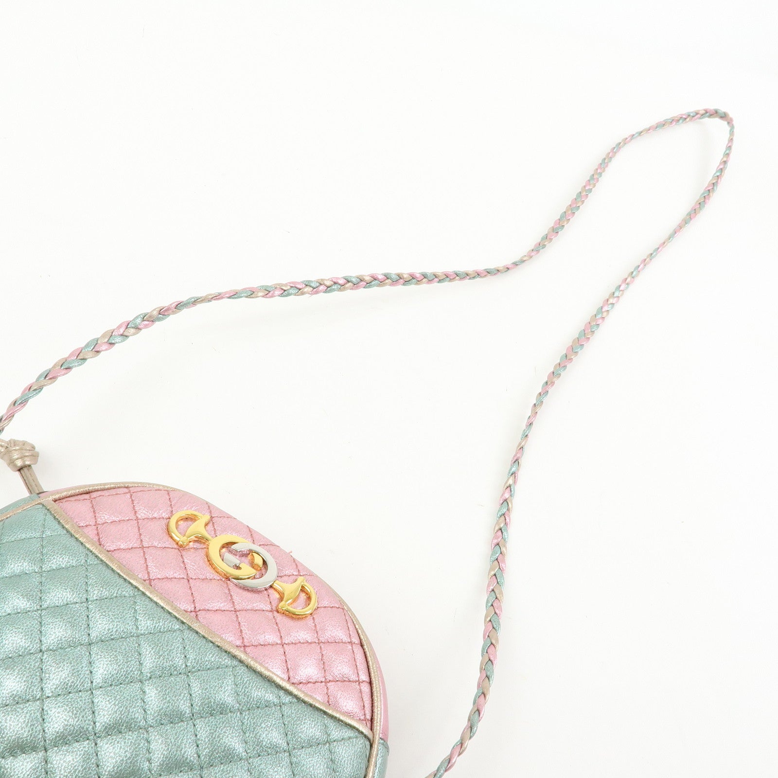 GUCCI Horsebit Laminated Quilting Leather Shoulder Bag Pink 534951
