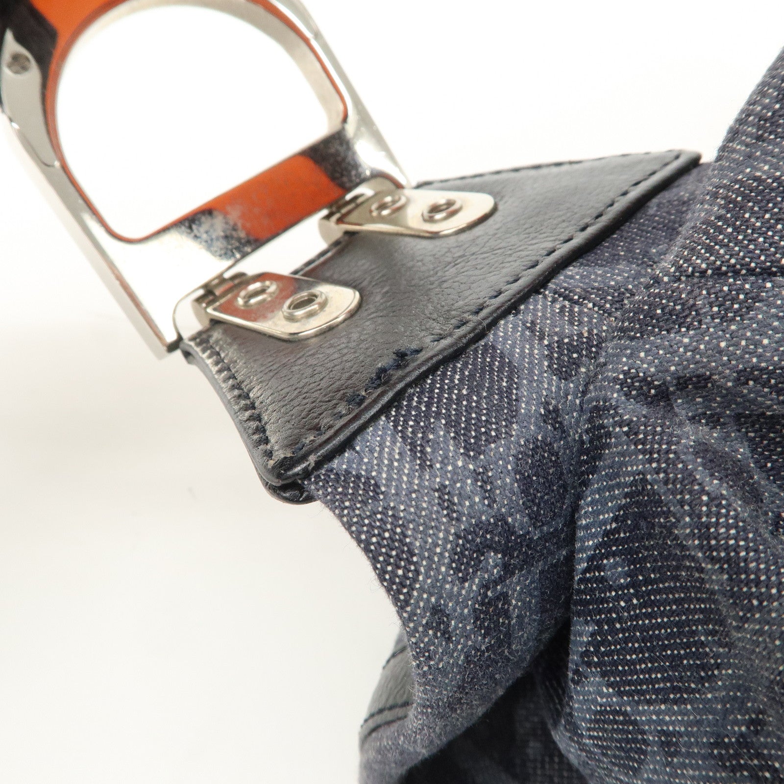 Christian Dior Flight Line Trotter Denim Leather Shoulder Bag