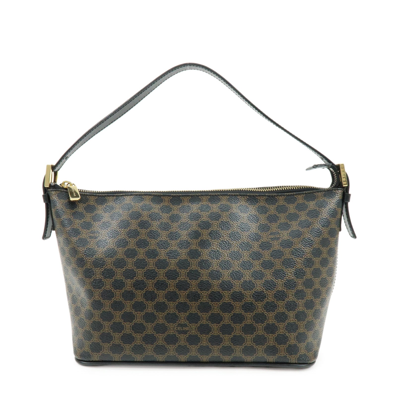 CELINE Macadam PVC Leather Shoulder Bag Hand Bag Black Brown