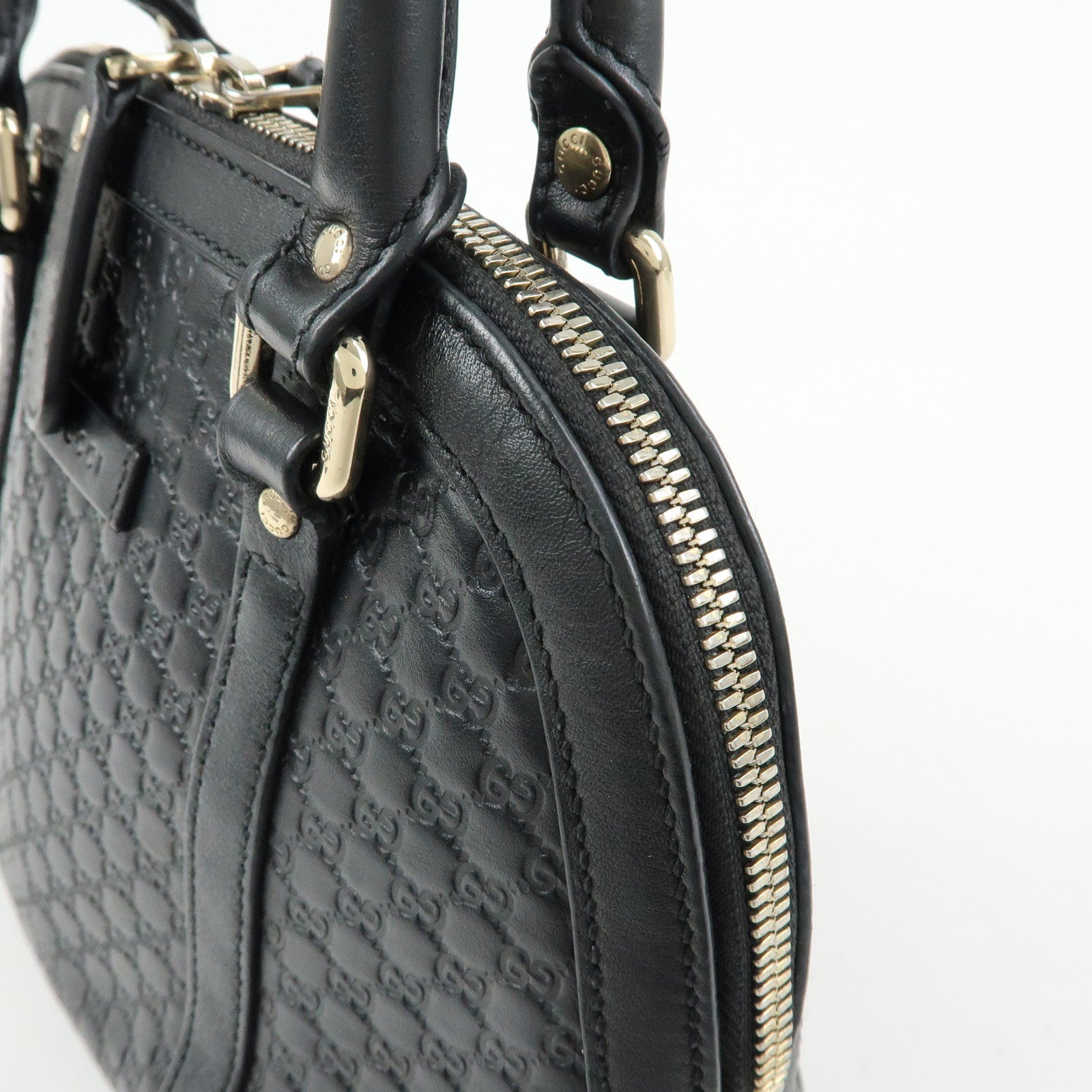 GUCCI Microguccissima Leather 2Way Bag Hand Bag Black 449654