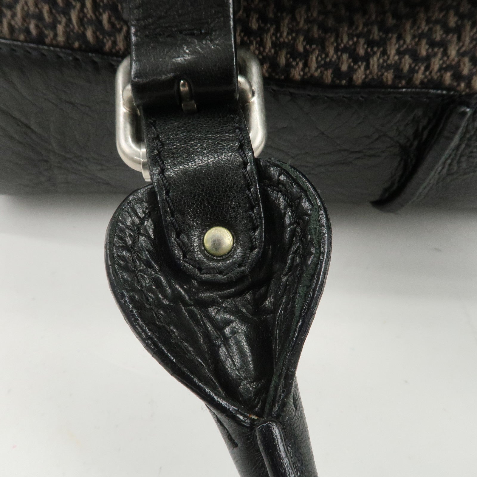 Chloe Paddington Leather Canvas Shoulder Bag Black Gray