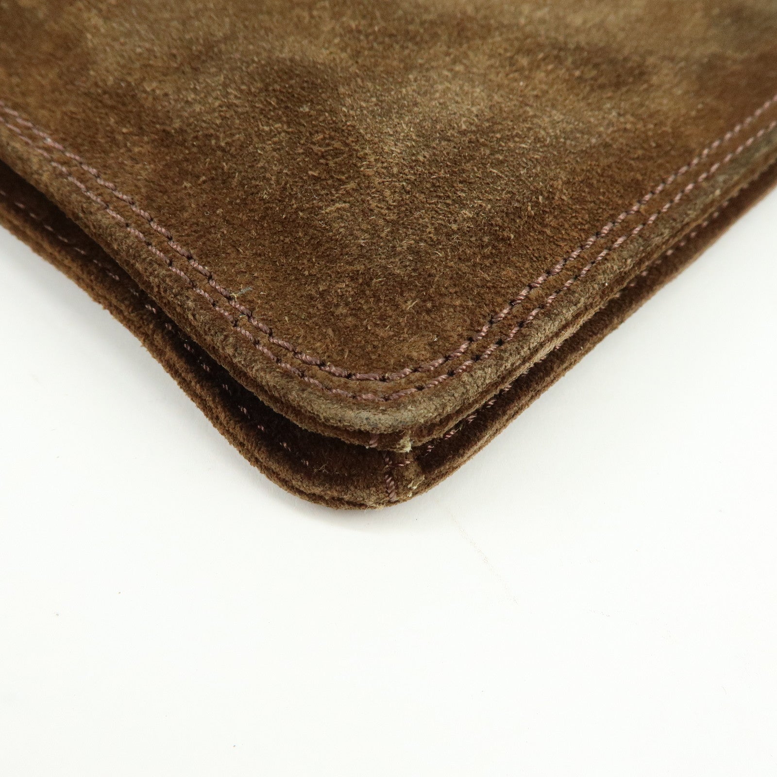 CHANEL Suede Shoulder Bag Crossbody Bag Brown