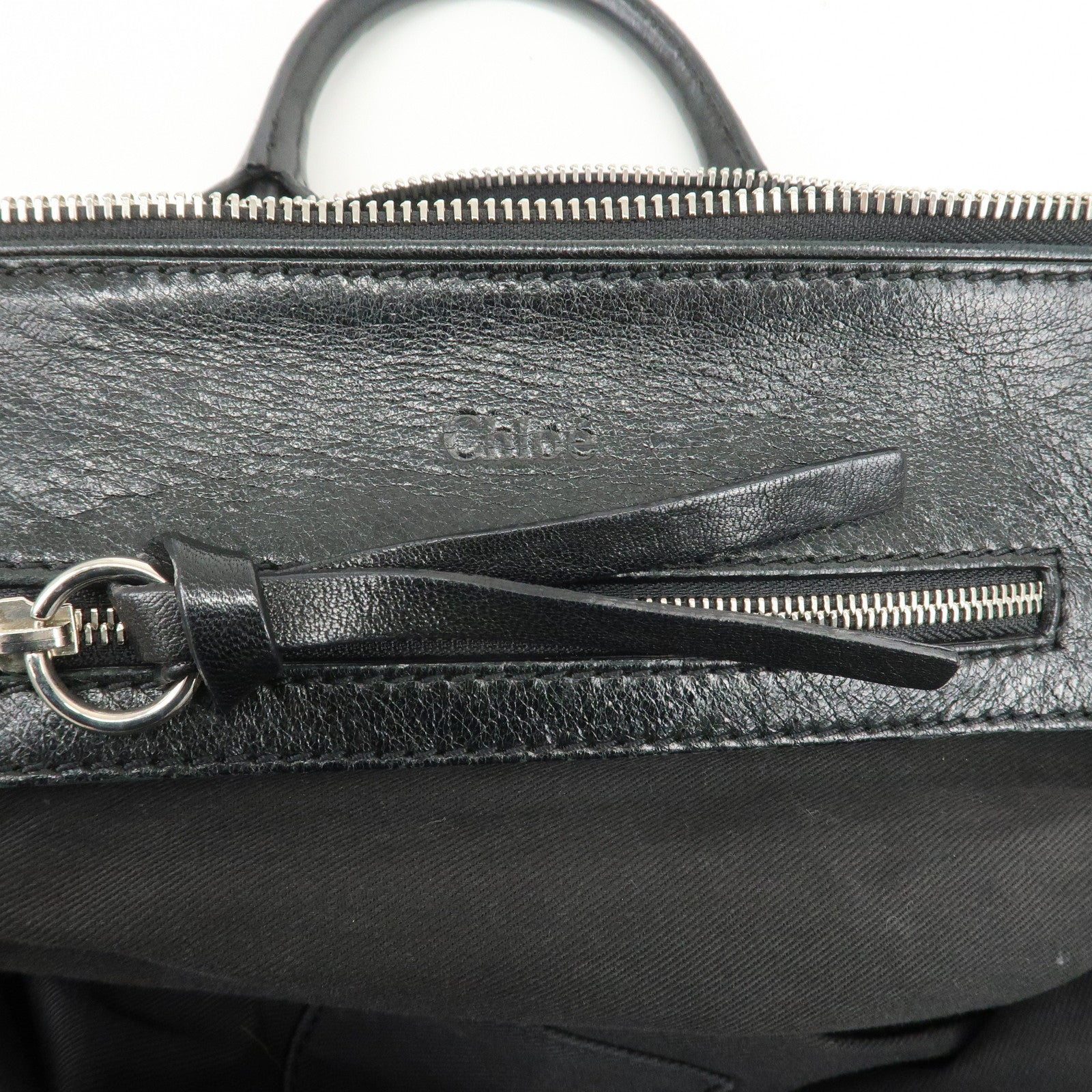 Chloe Paddington Leather Canvas Shoulder Bag Black Gray