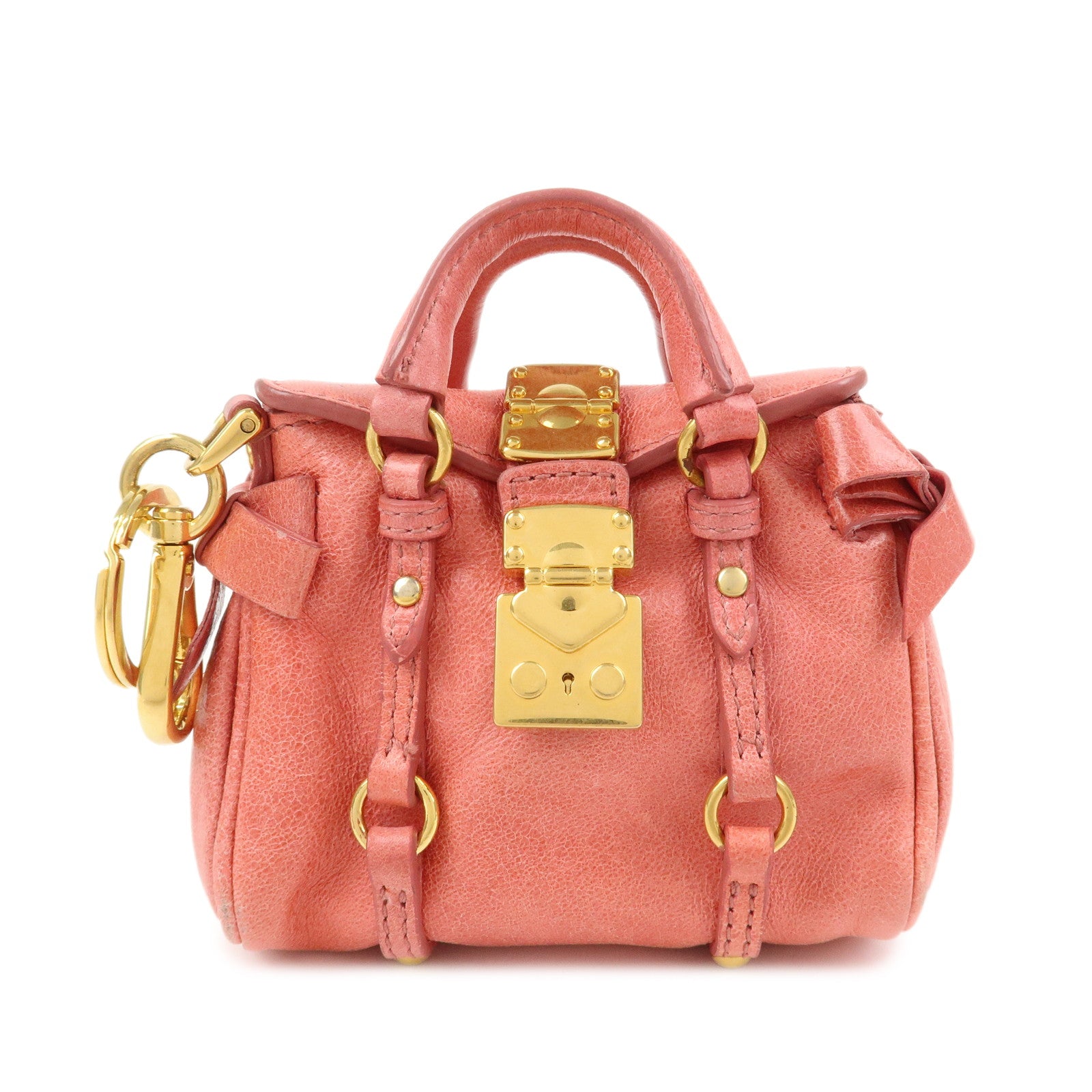 MIUMIU Leather Small Purse Bag Charm Key Charm Pink