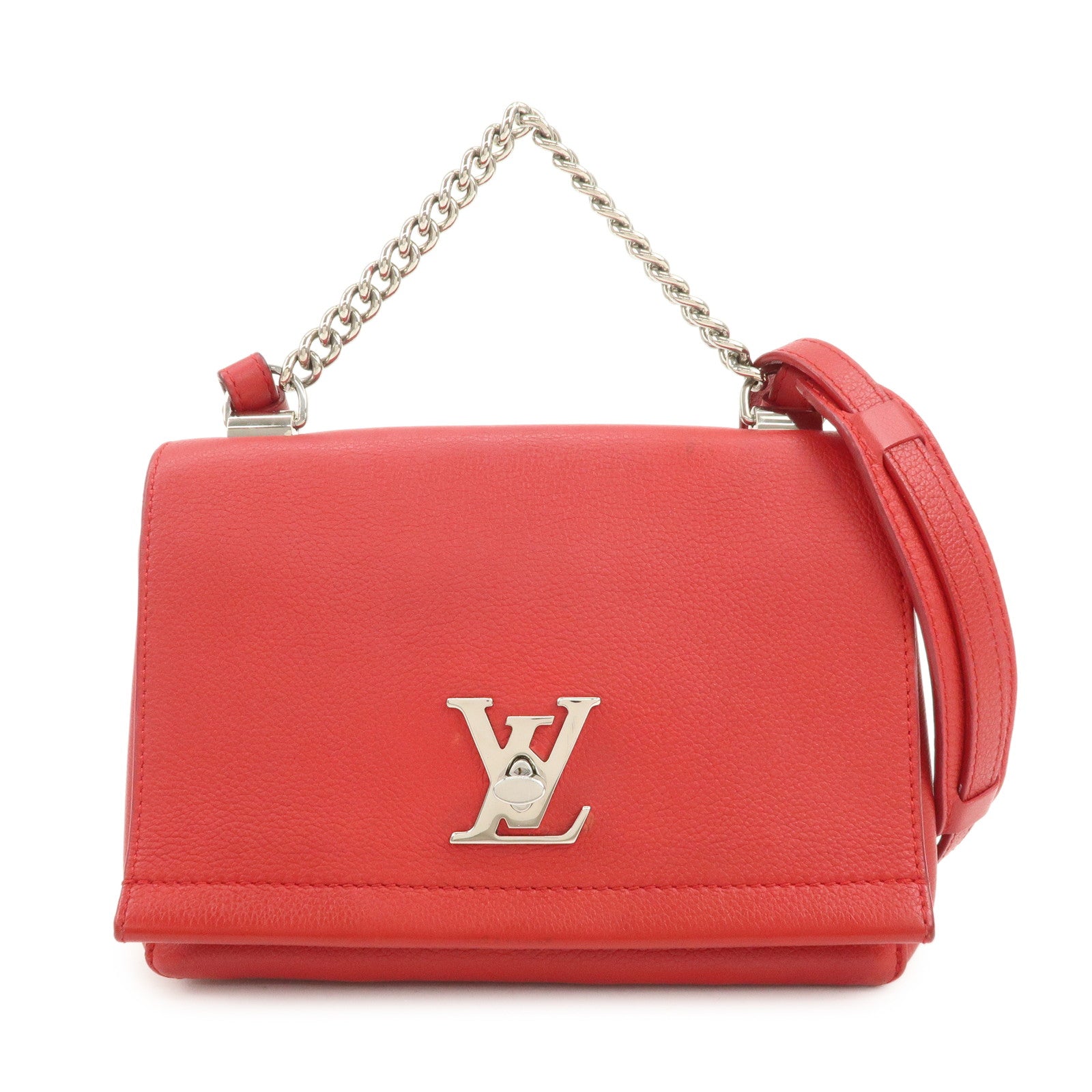 Louis Vuitton Calf Leather My Lockme BB 2Way Hand Bag Ruby M51419