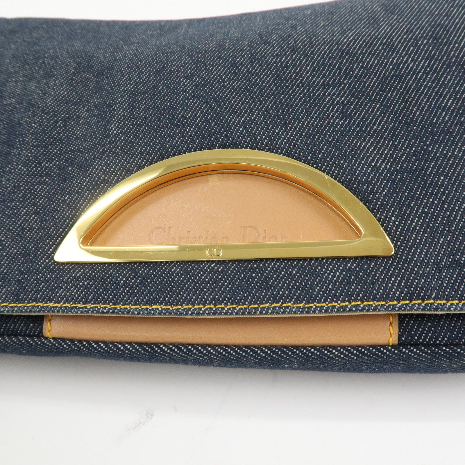 Christian Dior Malice Pearl Denim Leather Hand Bag Shoulder Bag