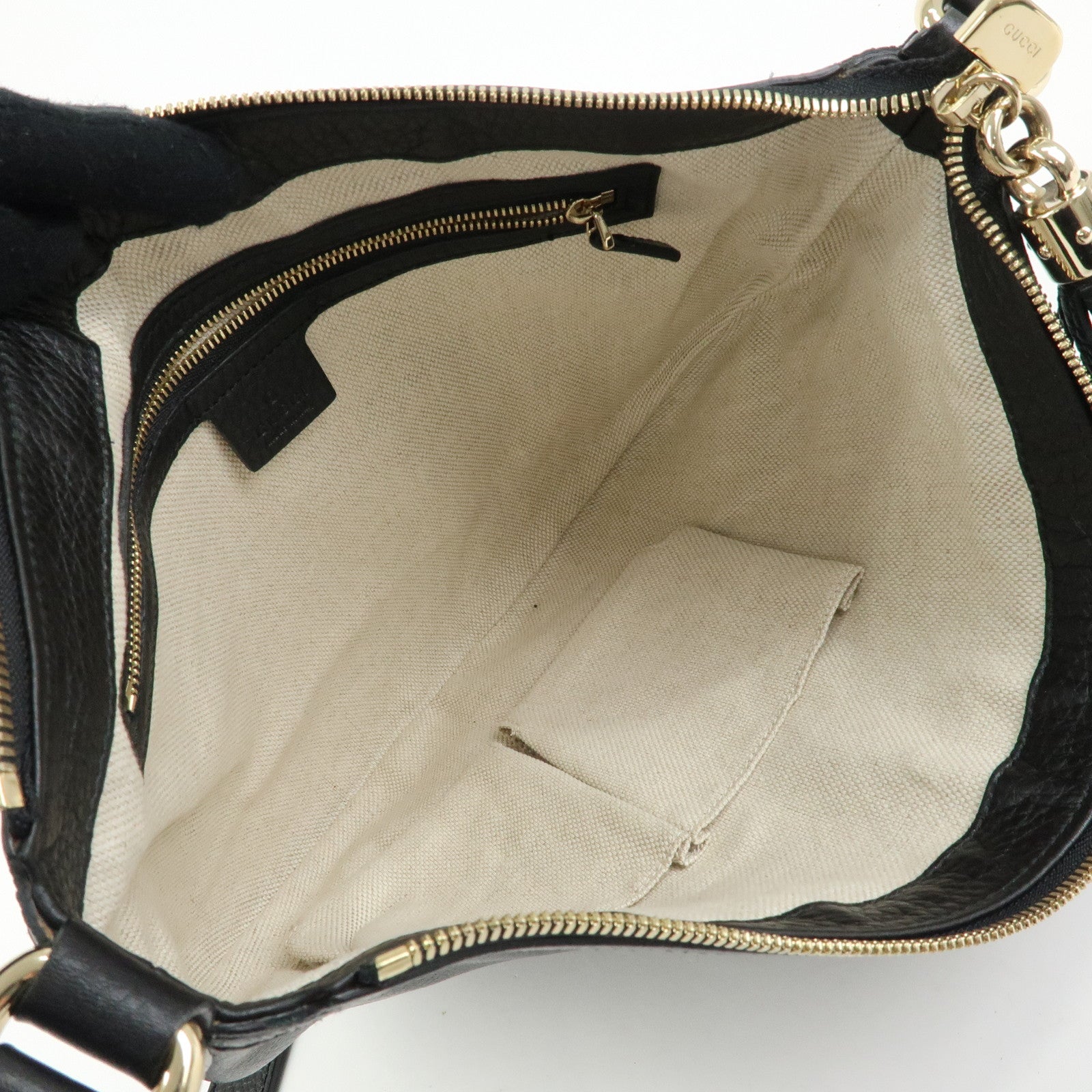 GUCCI SOHO Interlocking G Leather Shoulder Bag Black 308361