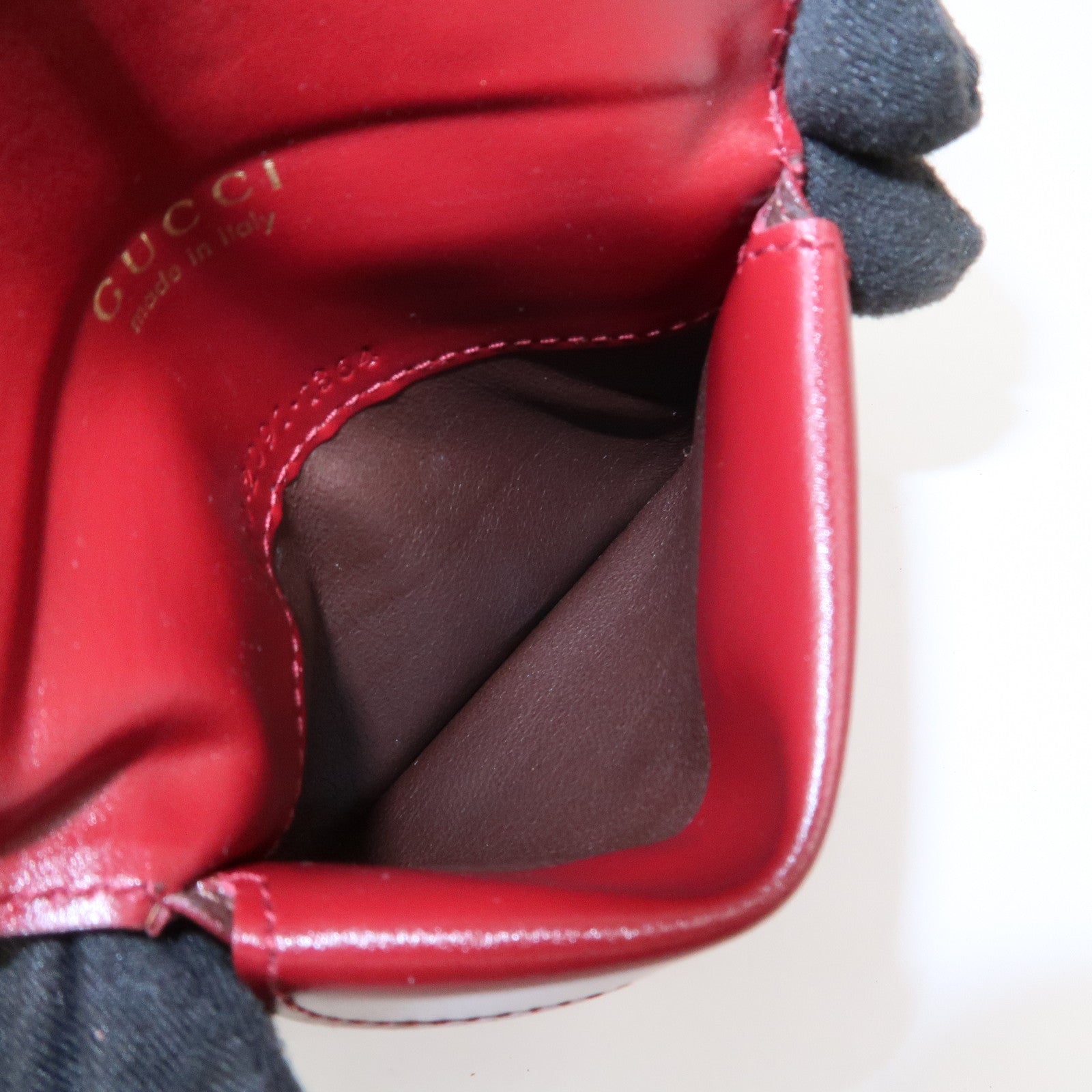 GUCCI Logo Leather Coin Case Coin Purse Red 030.2091
