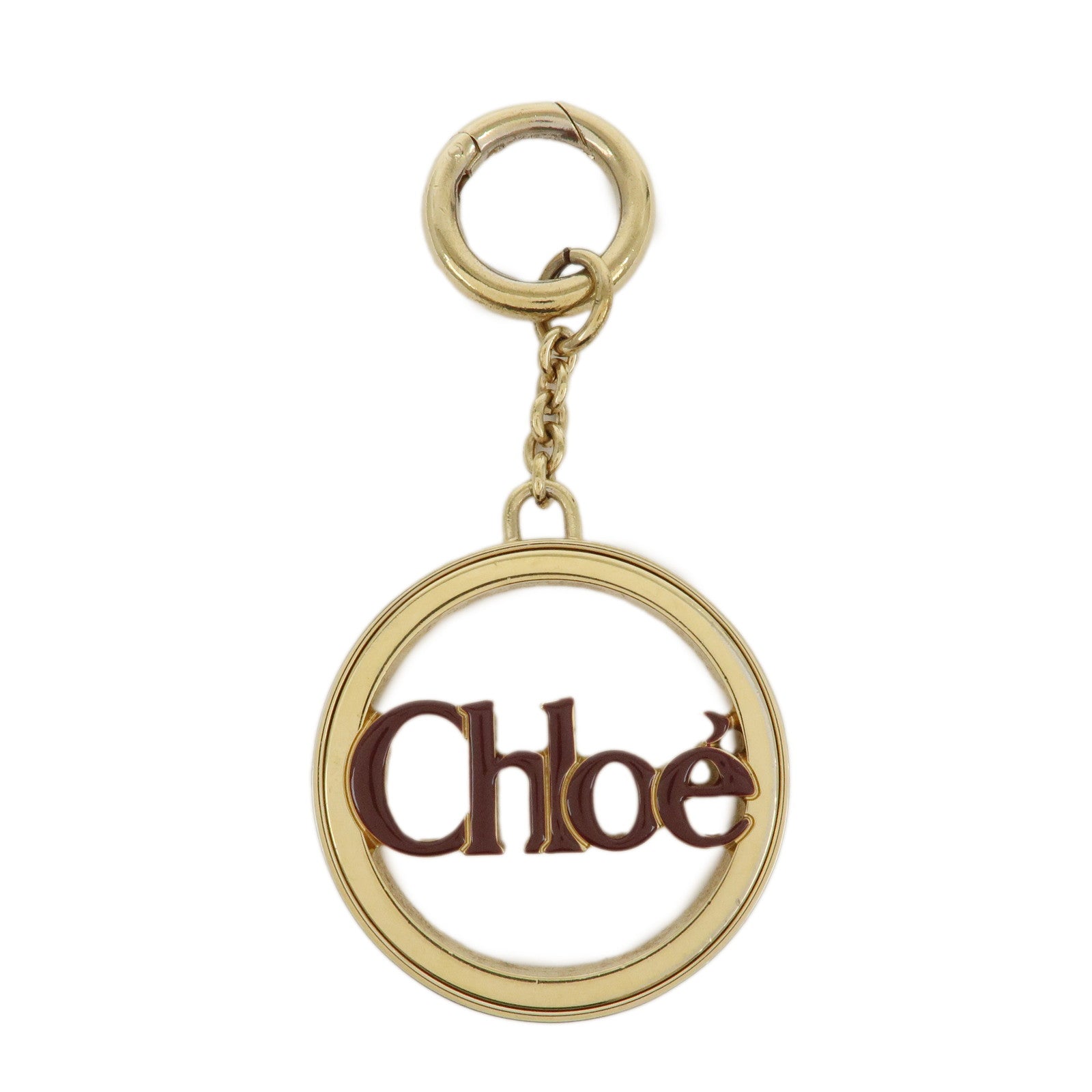 Chloe Metal Bag Charm Key Charm Key Chain Gold Brown