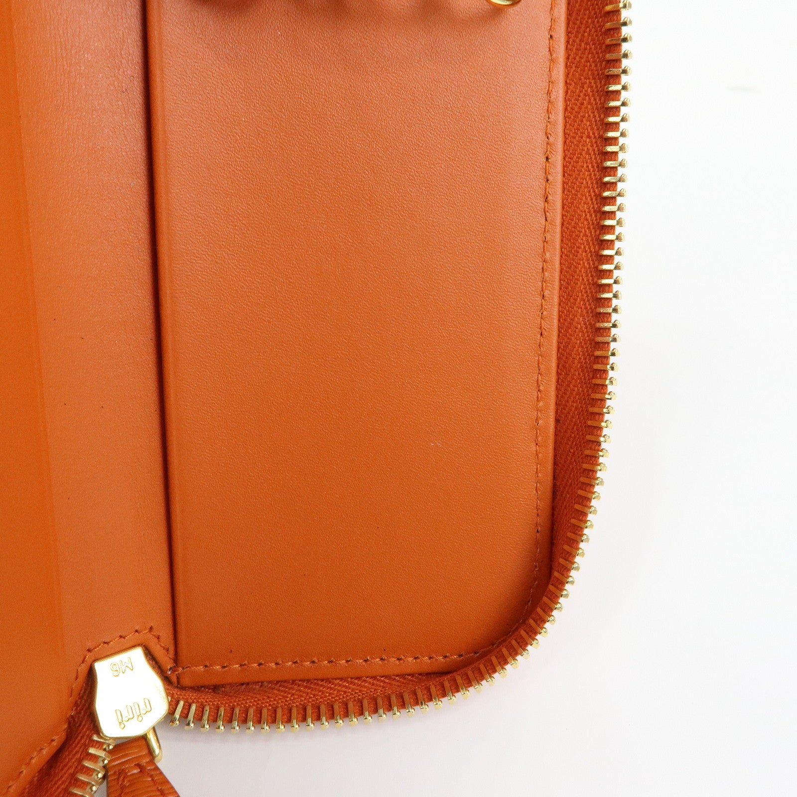 PRADA Saffiano Leather Round Zippy 6 Rings Key Case Orange 1PG604