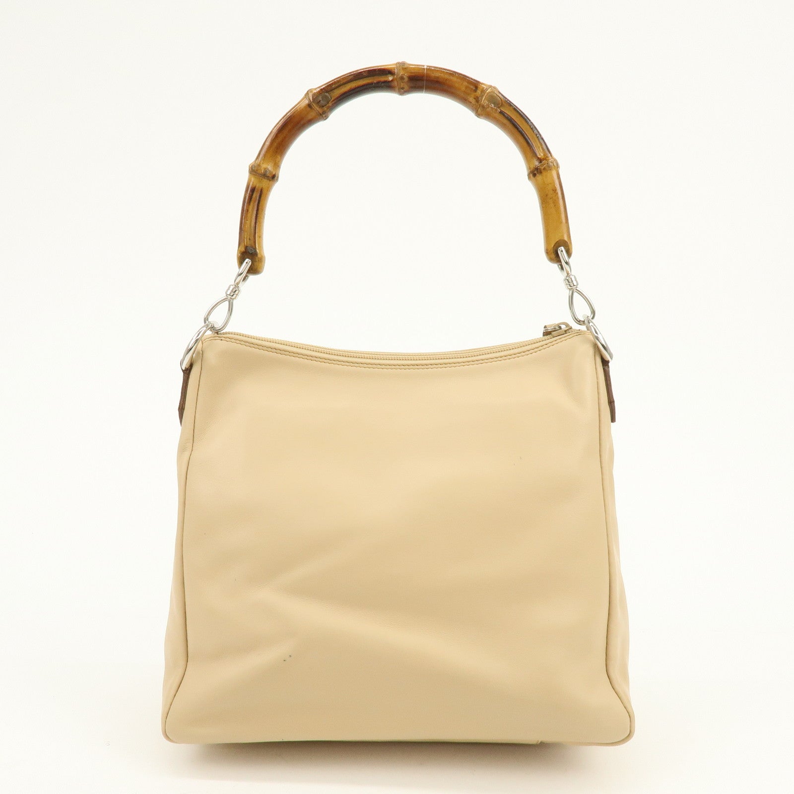 GUCCI Bamboo Leather Shoulder Bag Hand Bag Beige 000・3509・002122