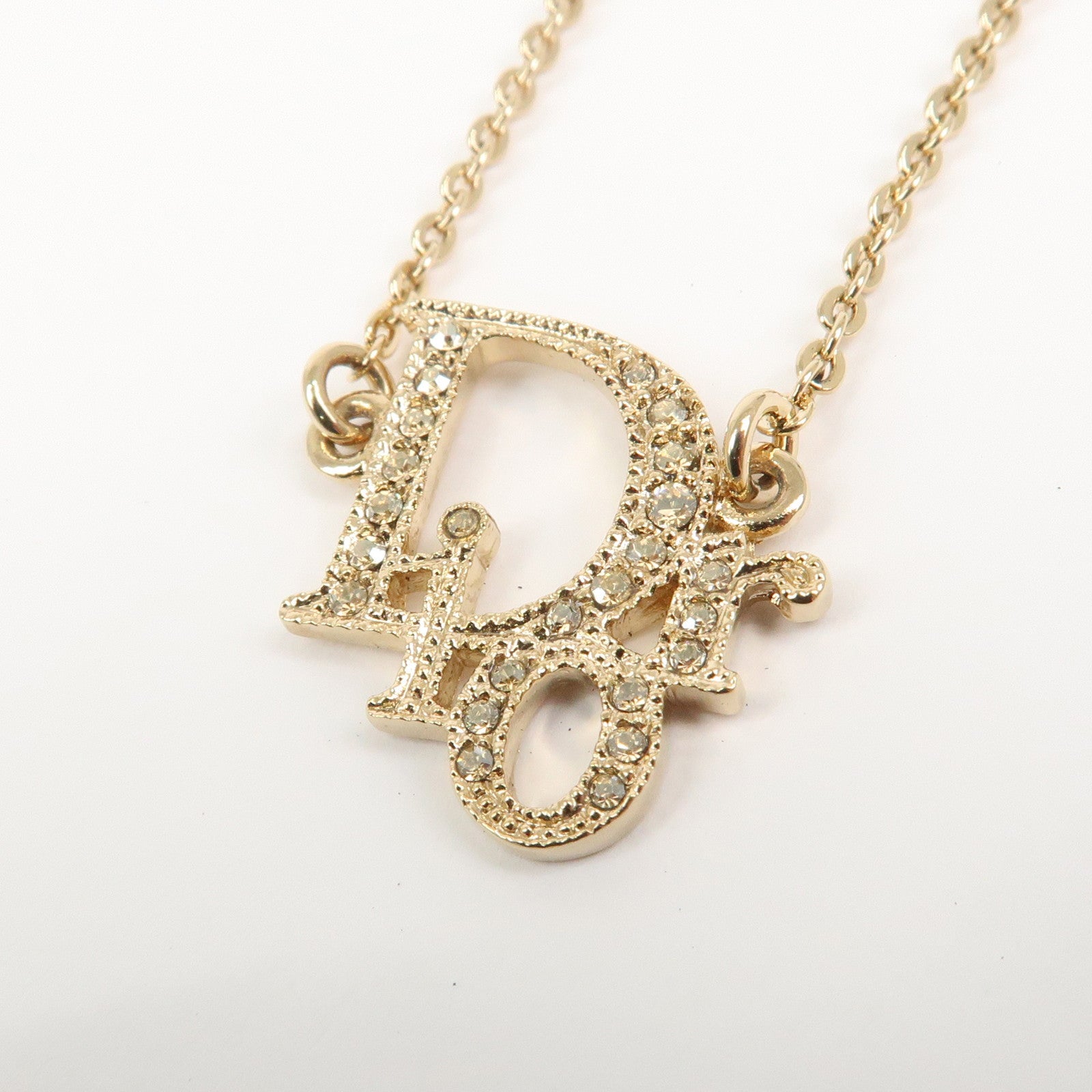 Christian Dior Logo Metal Bracelet Gold Crystals