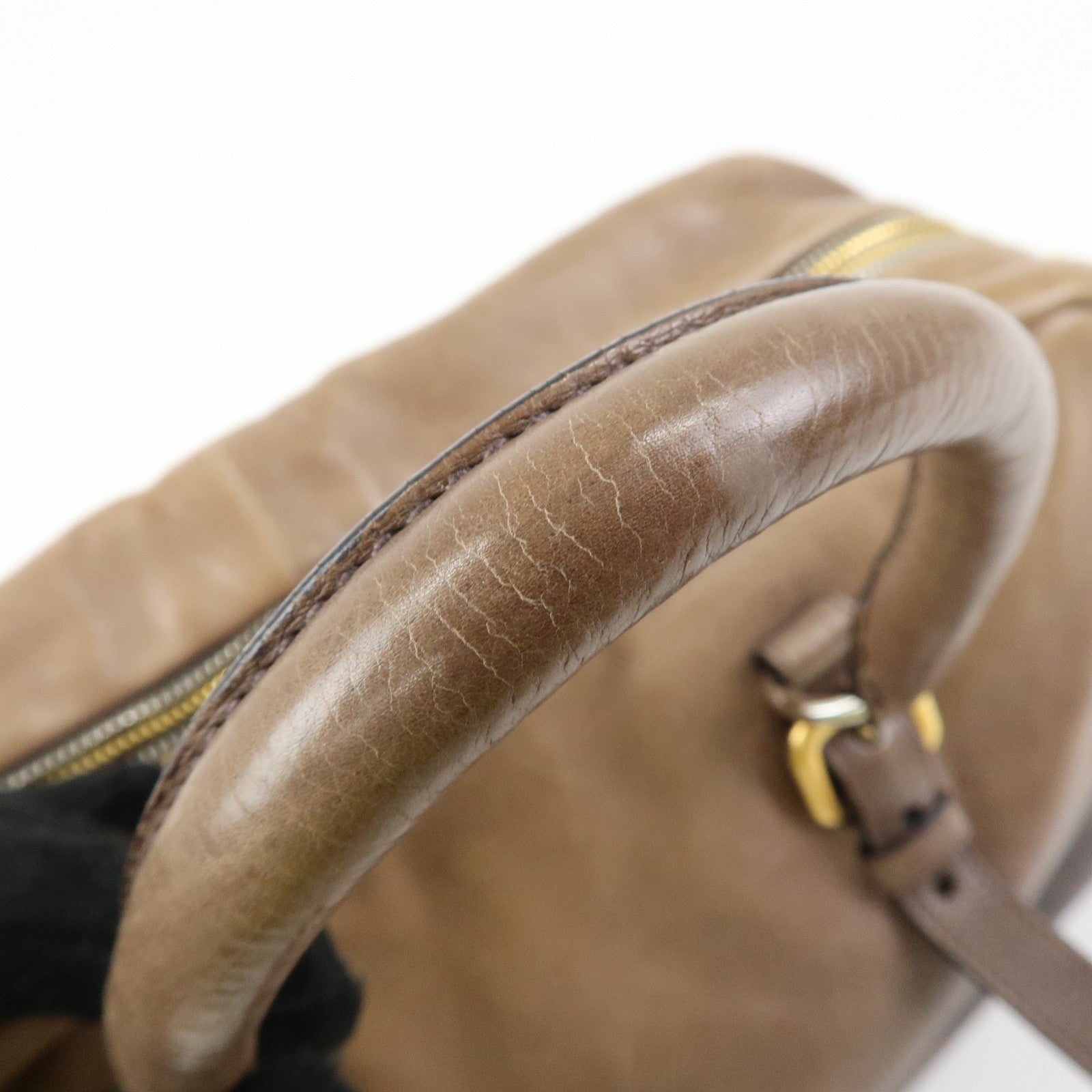 PRADA Logo Leather 2Way Bag Hand Bag Shoulder Bag Brown BL0472