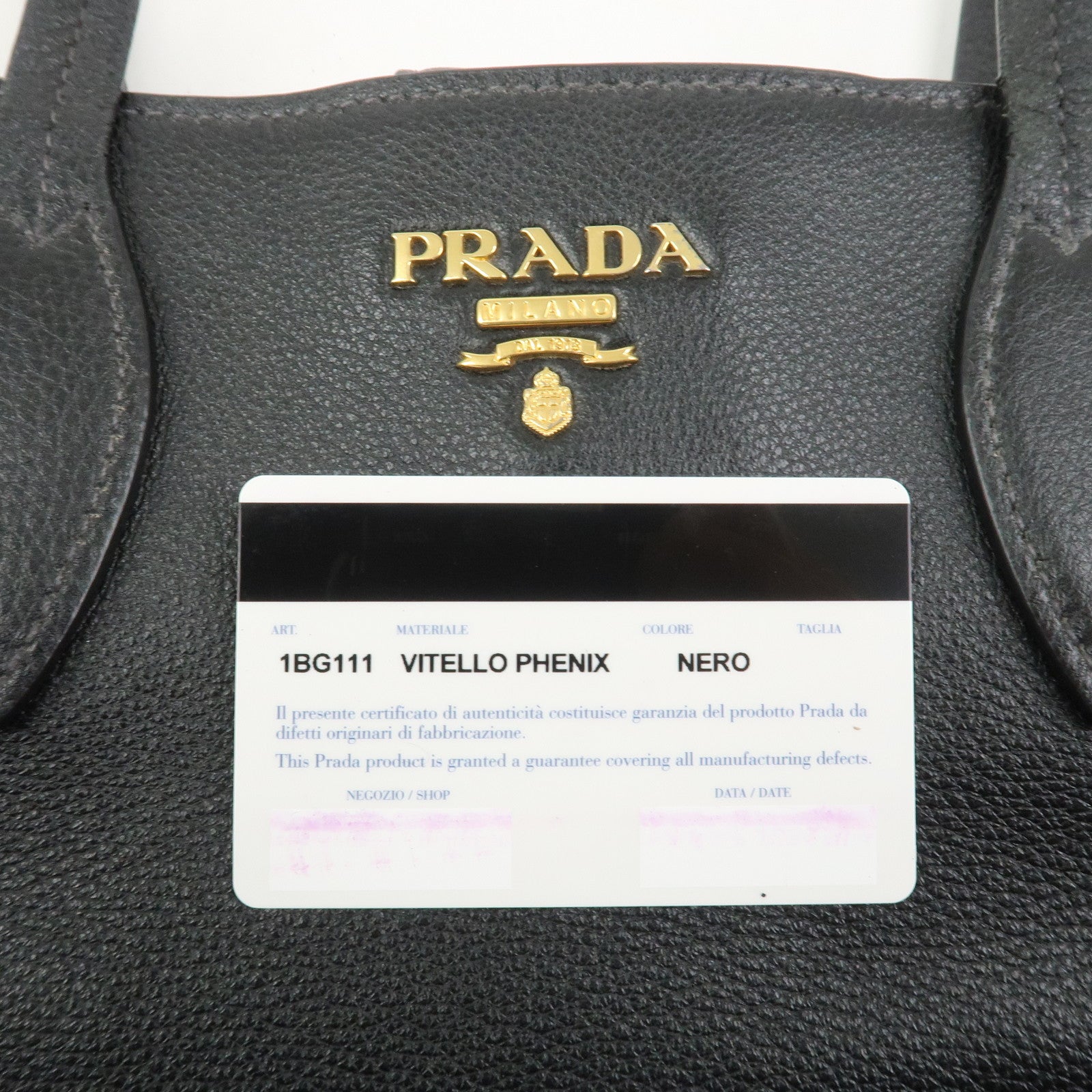 PRADA Logo Leather Shoulder Bag Tote Bag Black 1BG111
