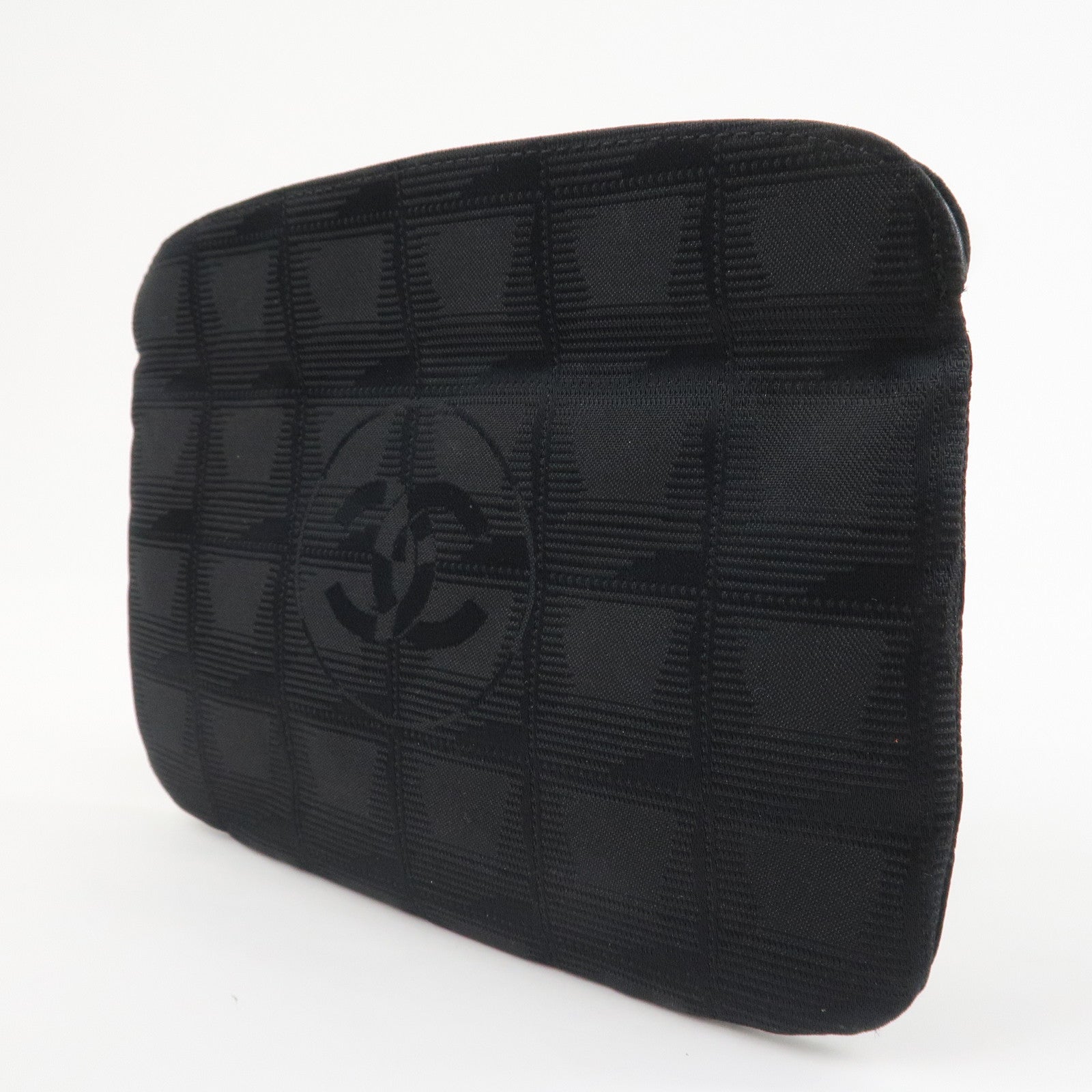 CHANEL Sports Line Nylon Leather Small Pouch Cosmetic Pouch Black