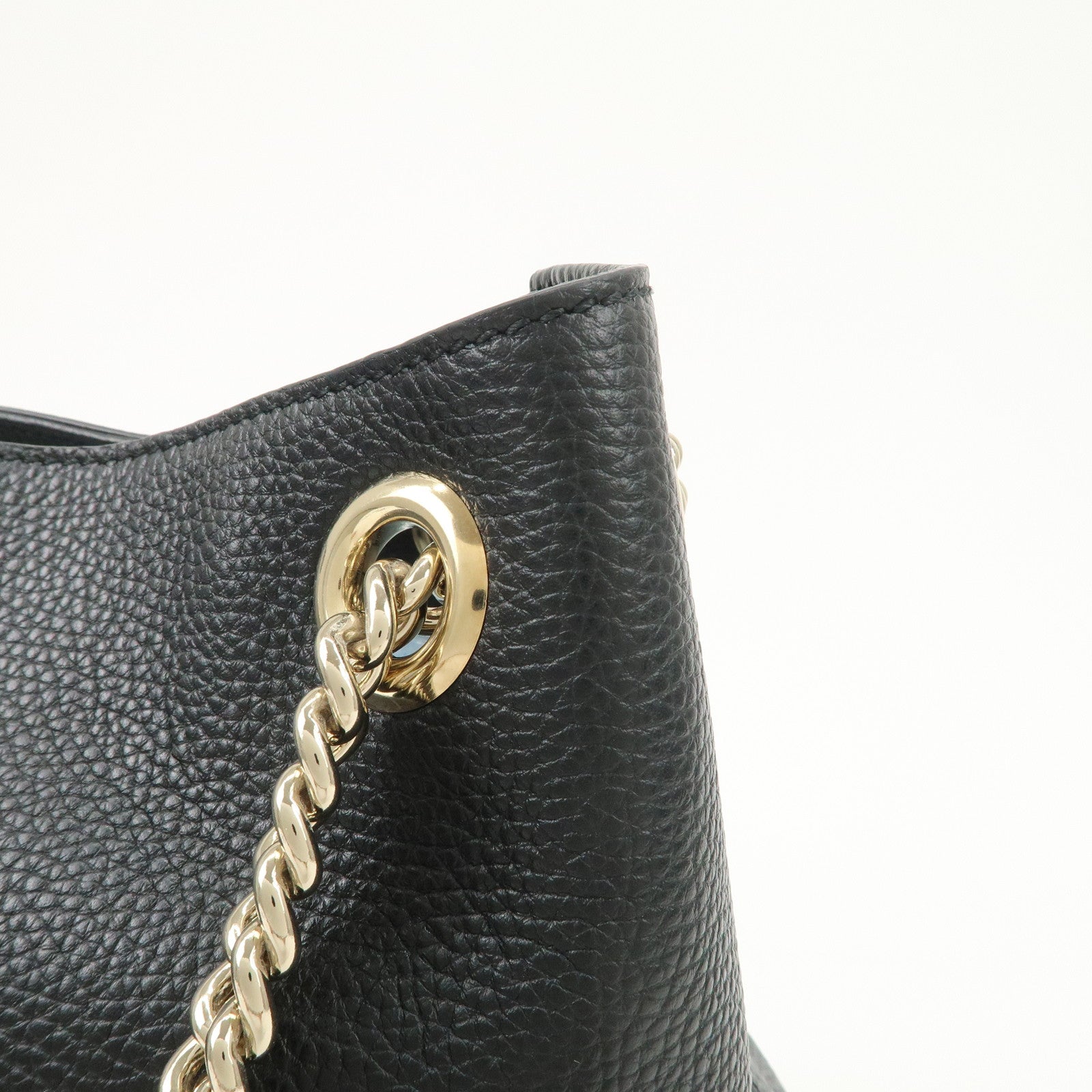 GUCCI SOHO Interlocking G Leather Chain Shoulder Bag Black 536196