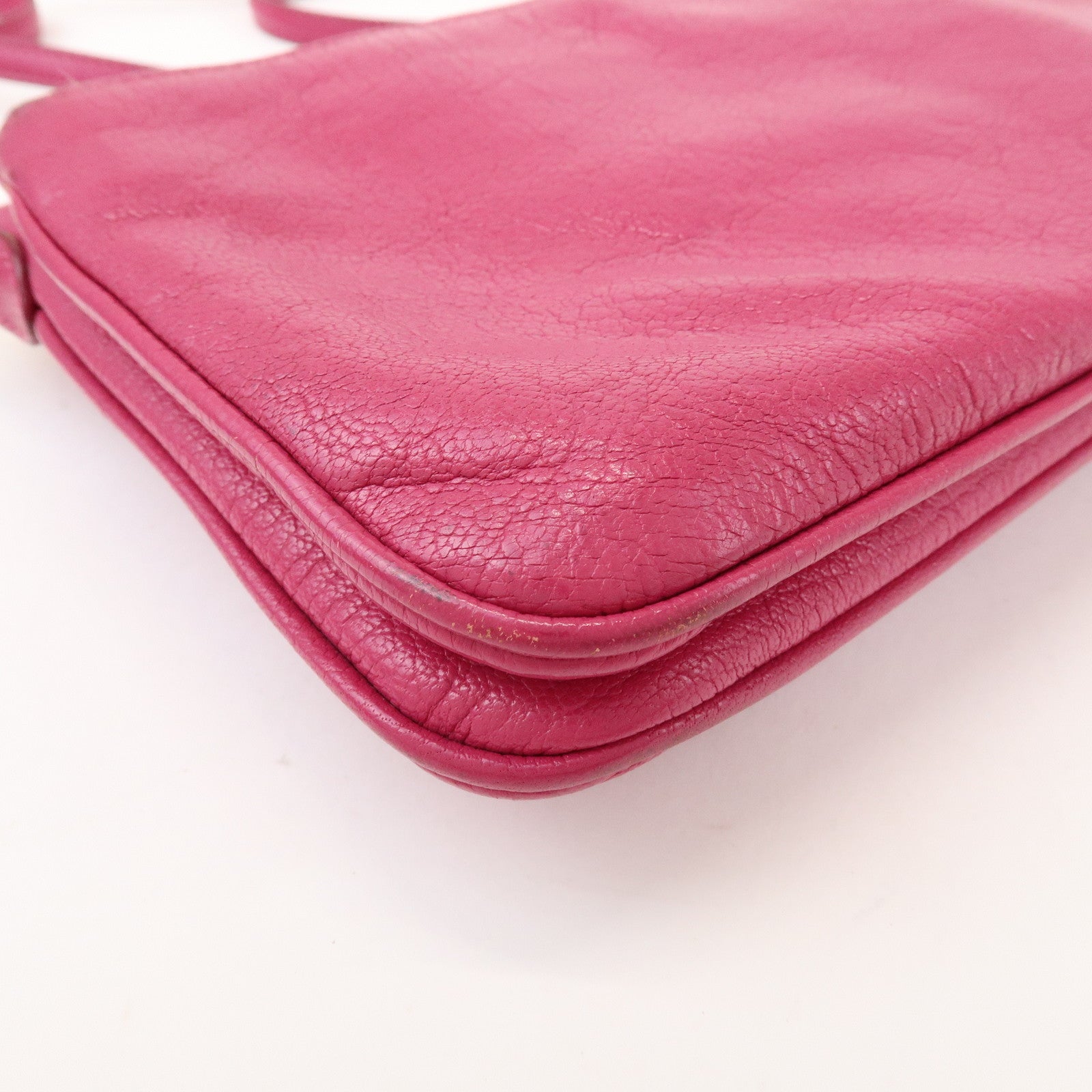 MIU MIU Logo Madras Leather Shoulder Bag Crossbody Bag Pink