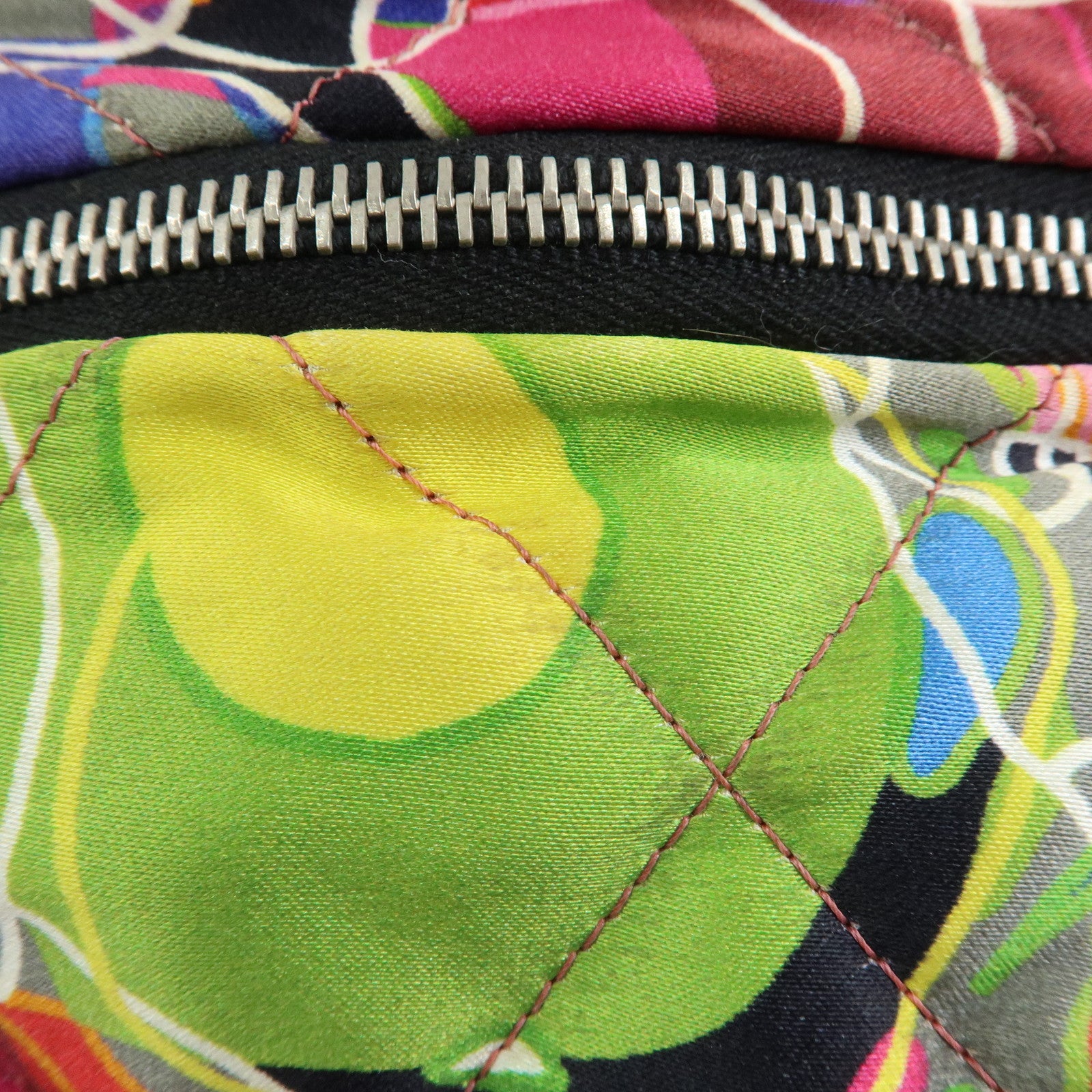 CHANEL Silk Leather Quilting Chain Shoulder Bag Hand Bag Multicolor