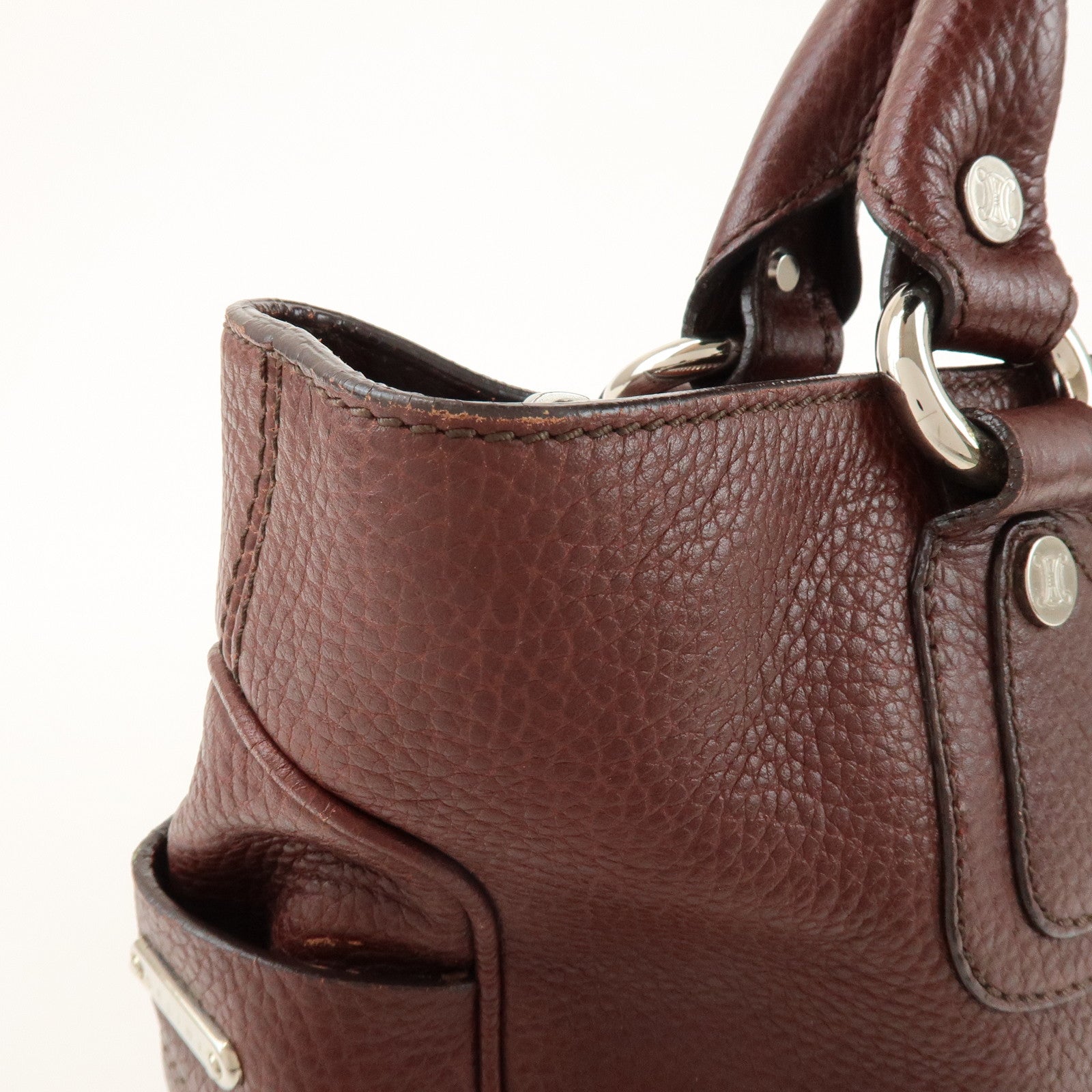 CELINE Leather Boogie Bag Hand Bag Tote Bag Brown