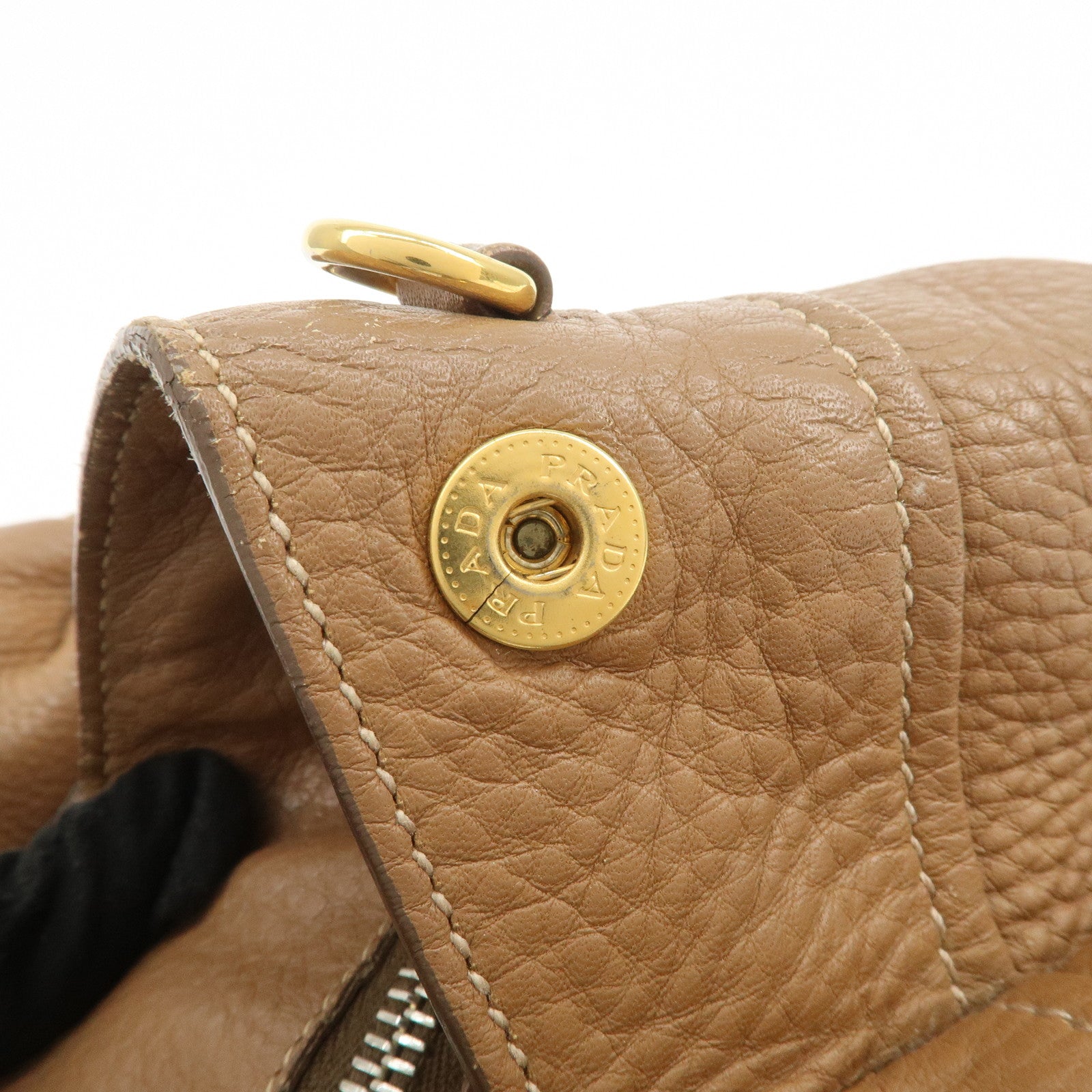 PRADA Calf Leather 2Way Bag Hand Bag Shoulder Bag Brown