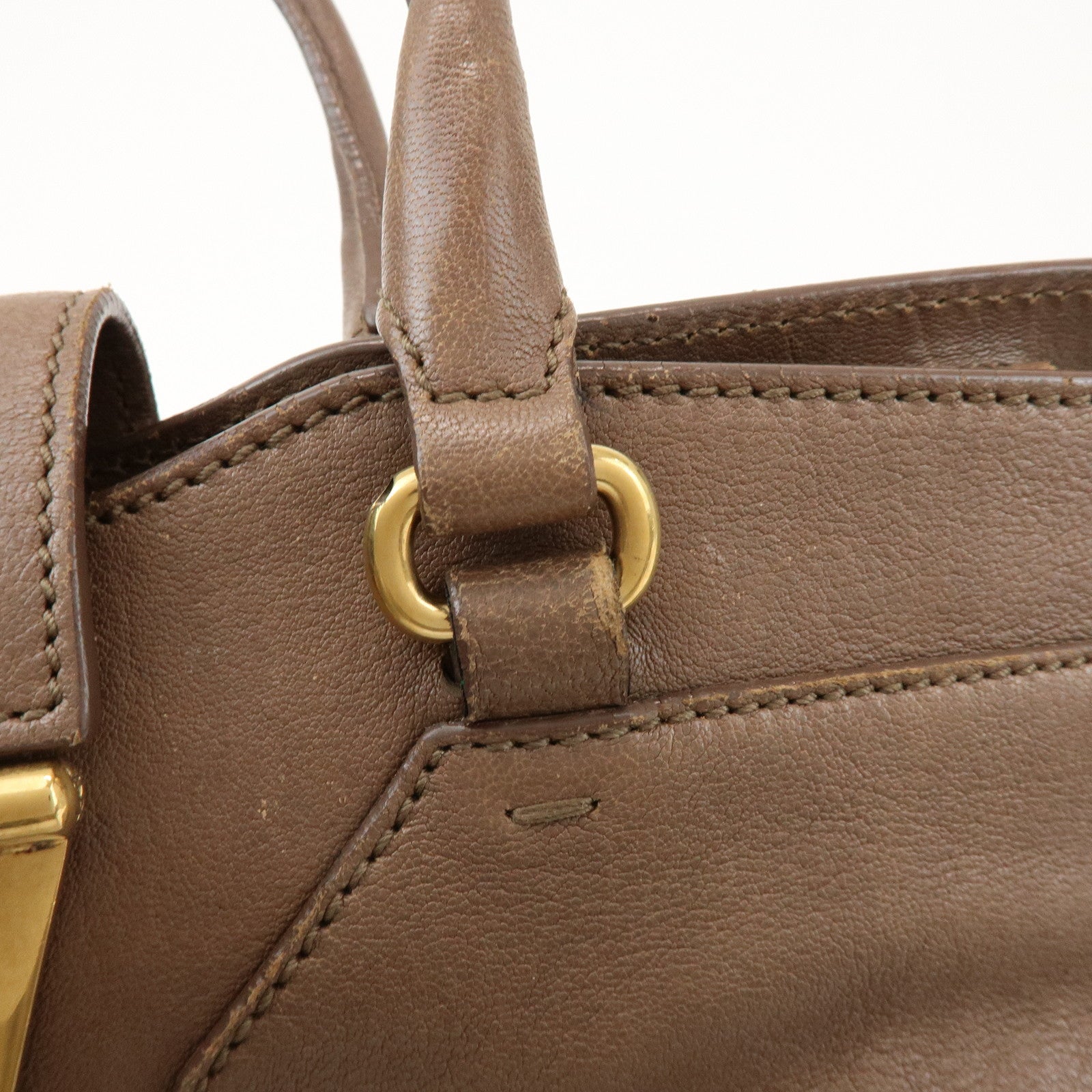 SAINT LAURENT PARIS Cabas Chyc Leather 2Way Bag Hand Bag Brown