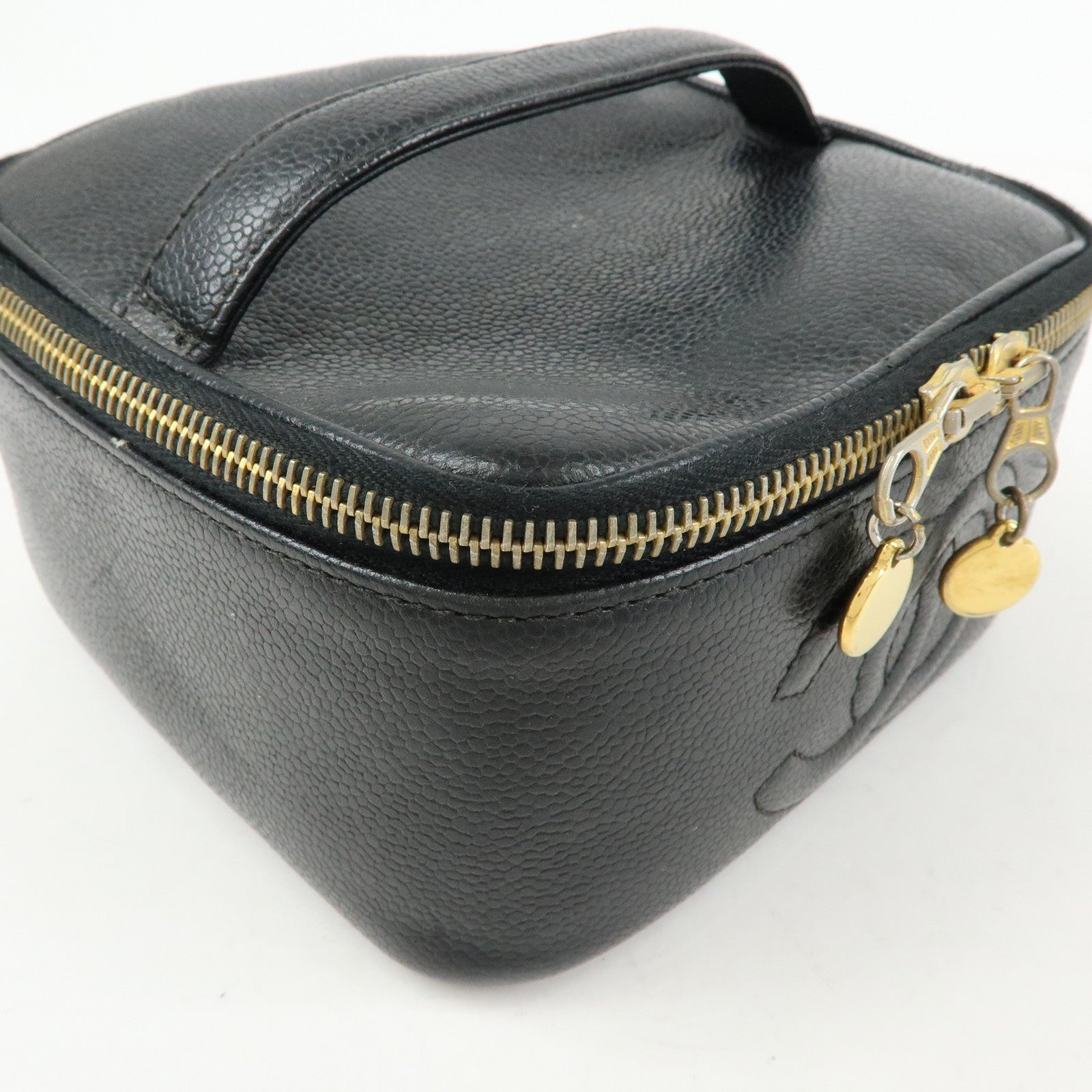 CHANEL COCO Mark Caviarskin Hand Bag Vanity Case Black A01997