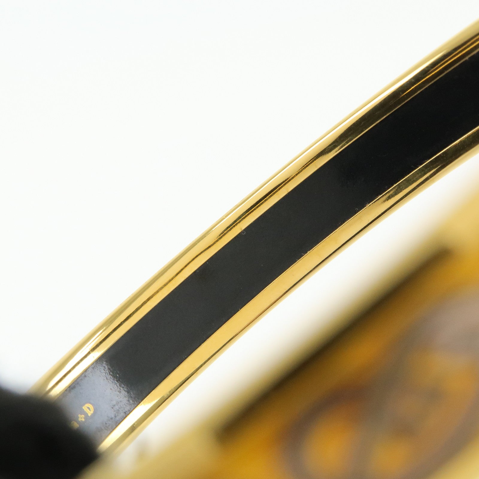 HERMES Email PM Plated Bracelet Bangle Gold Yellow