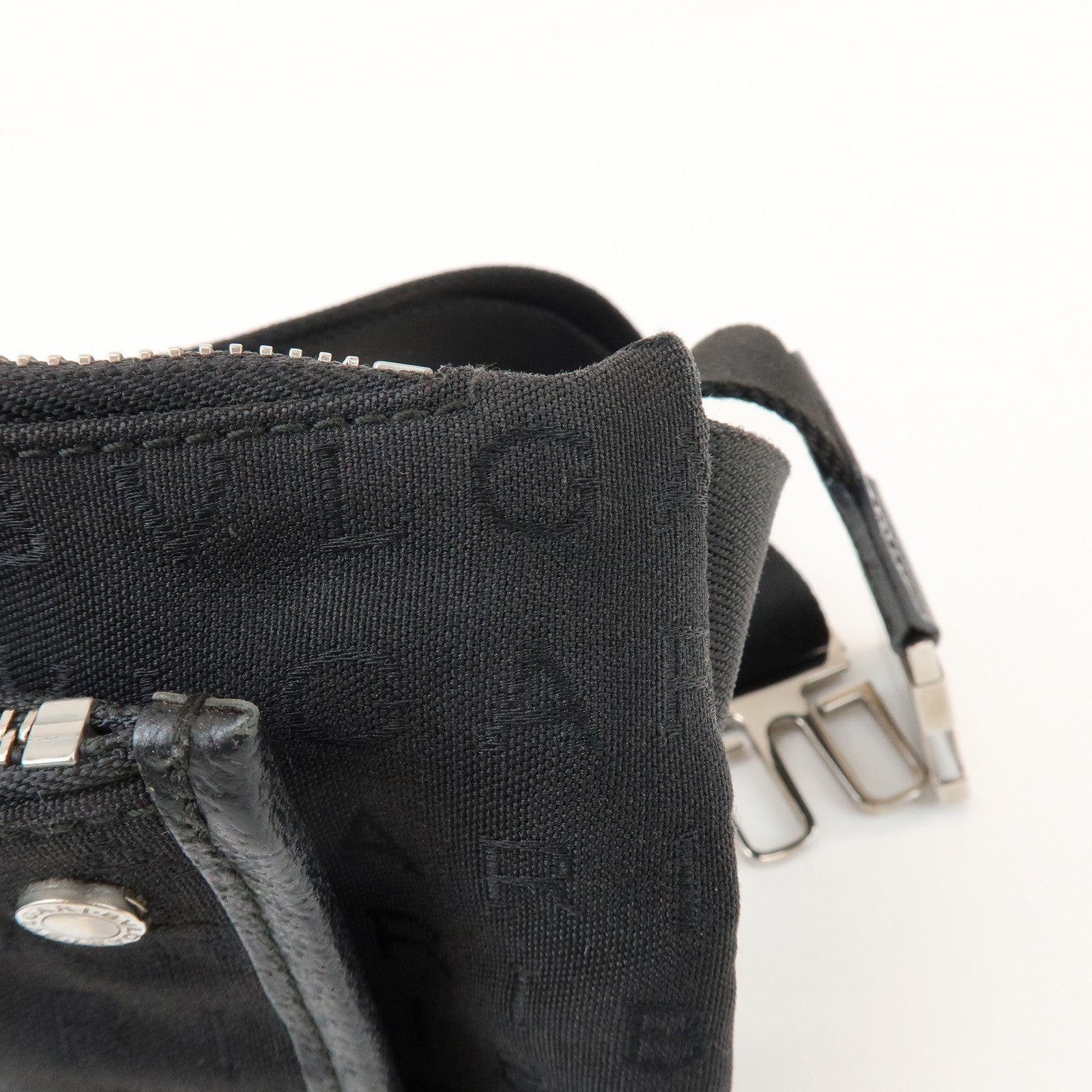 BVLGARI Logo Mania Canvas Leather Body Bag Waist Bag Black