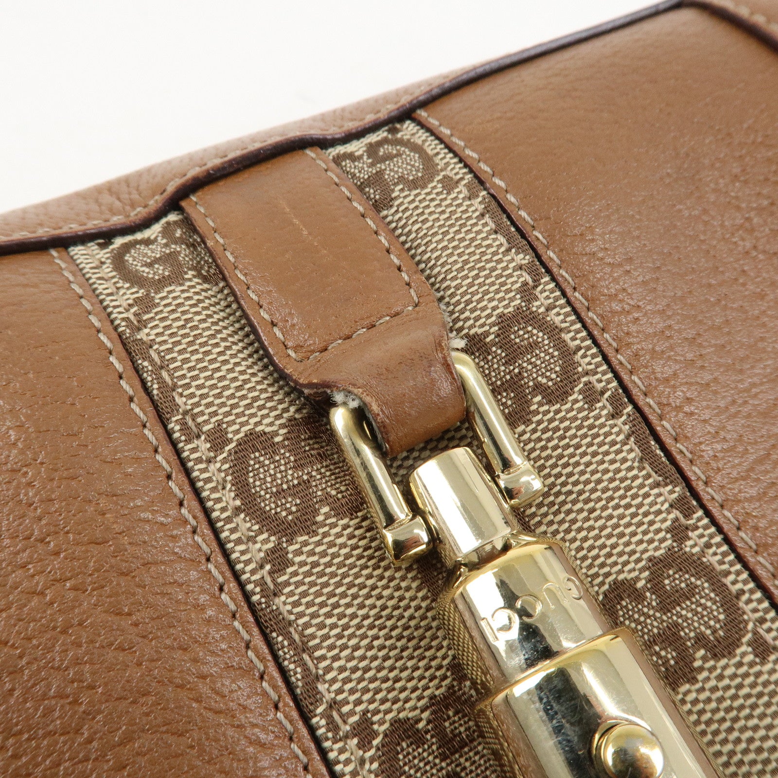 GUCCI New Jackey GG Canvas Leather Shoulder Bag Brown 124407 Used