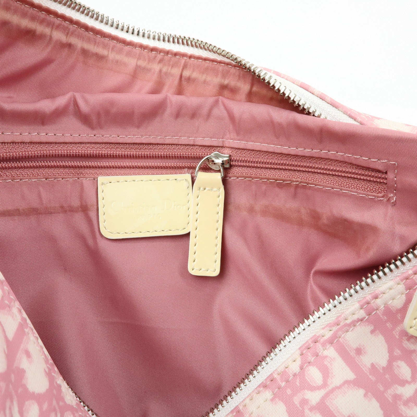 Christian Dior Trotter PVC Patent Leather Boston Bag Hand Bag Pink