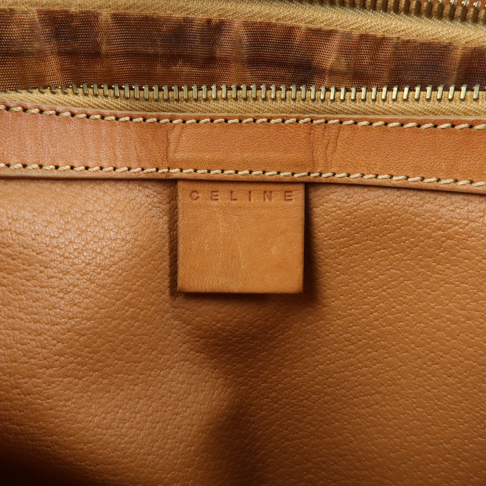 CELINE Macadam PVC Leather Tote Bag Shoulder Bag Beige Light Brown