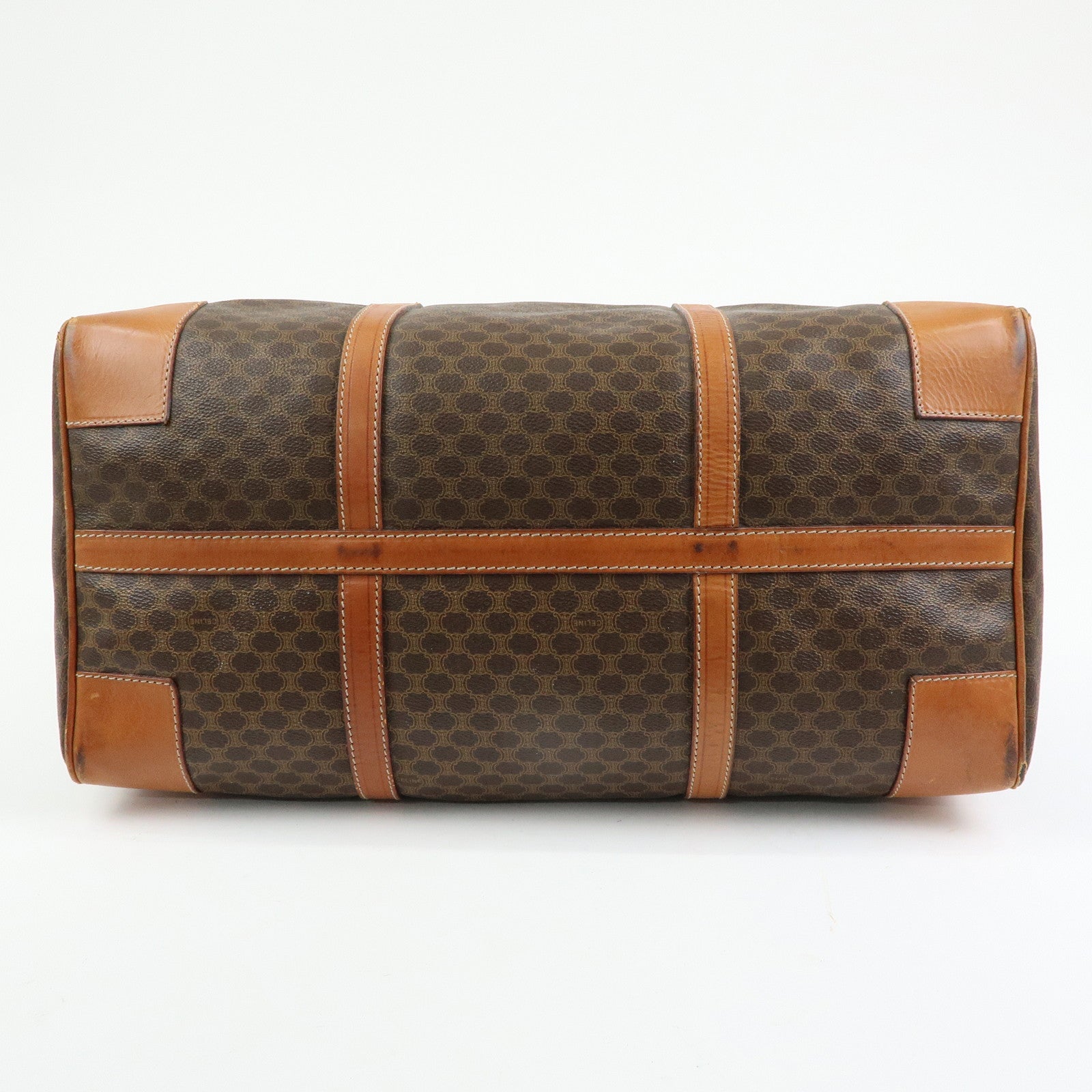 CELINE Macadam PVC Leather Boston Bag Hand Bag Brown