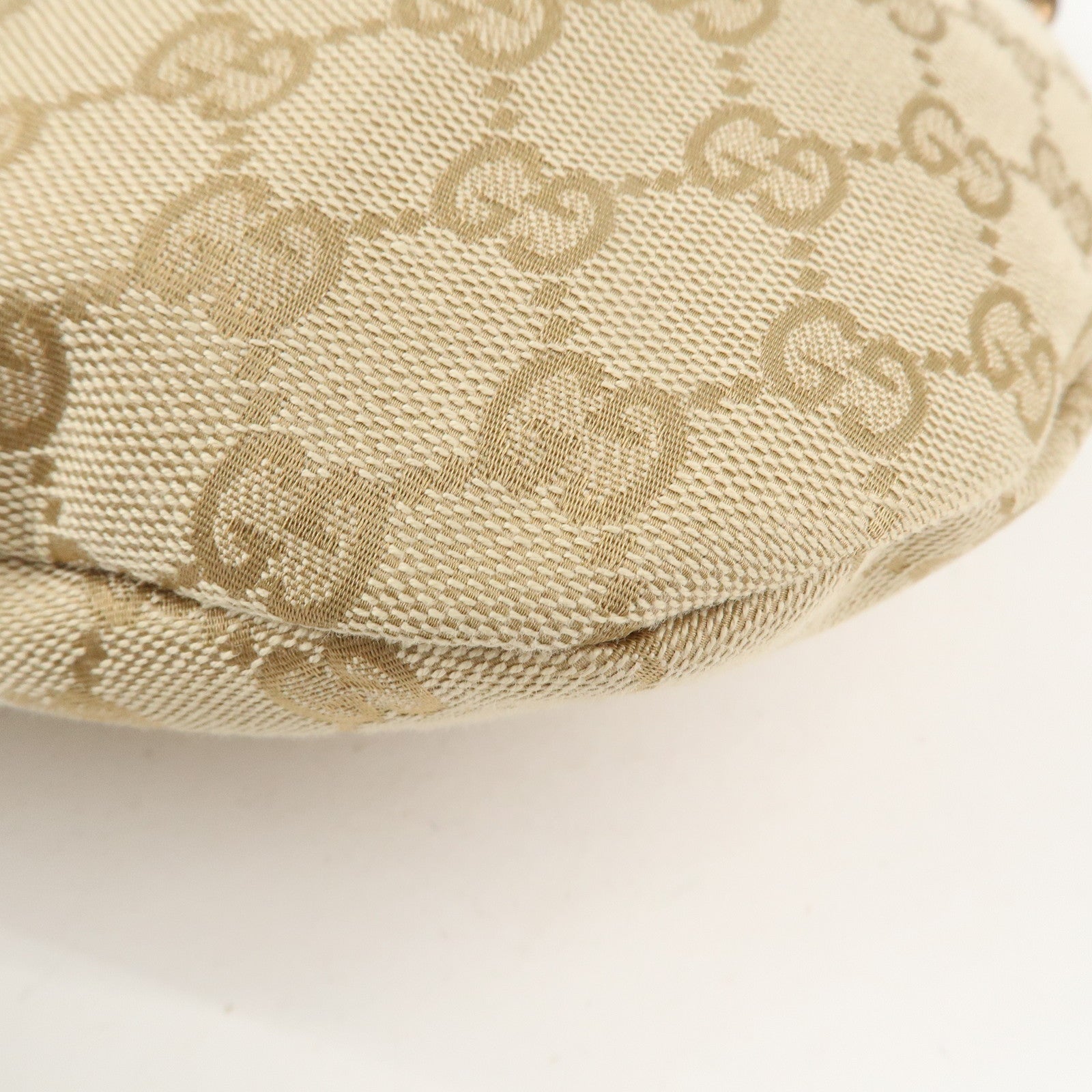 GUCCI Bamboo GG Canvas Leather Shoulder Bag Hand Bag Beige 124293