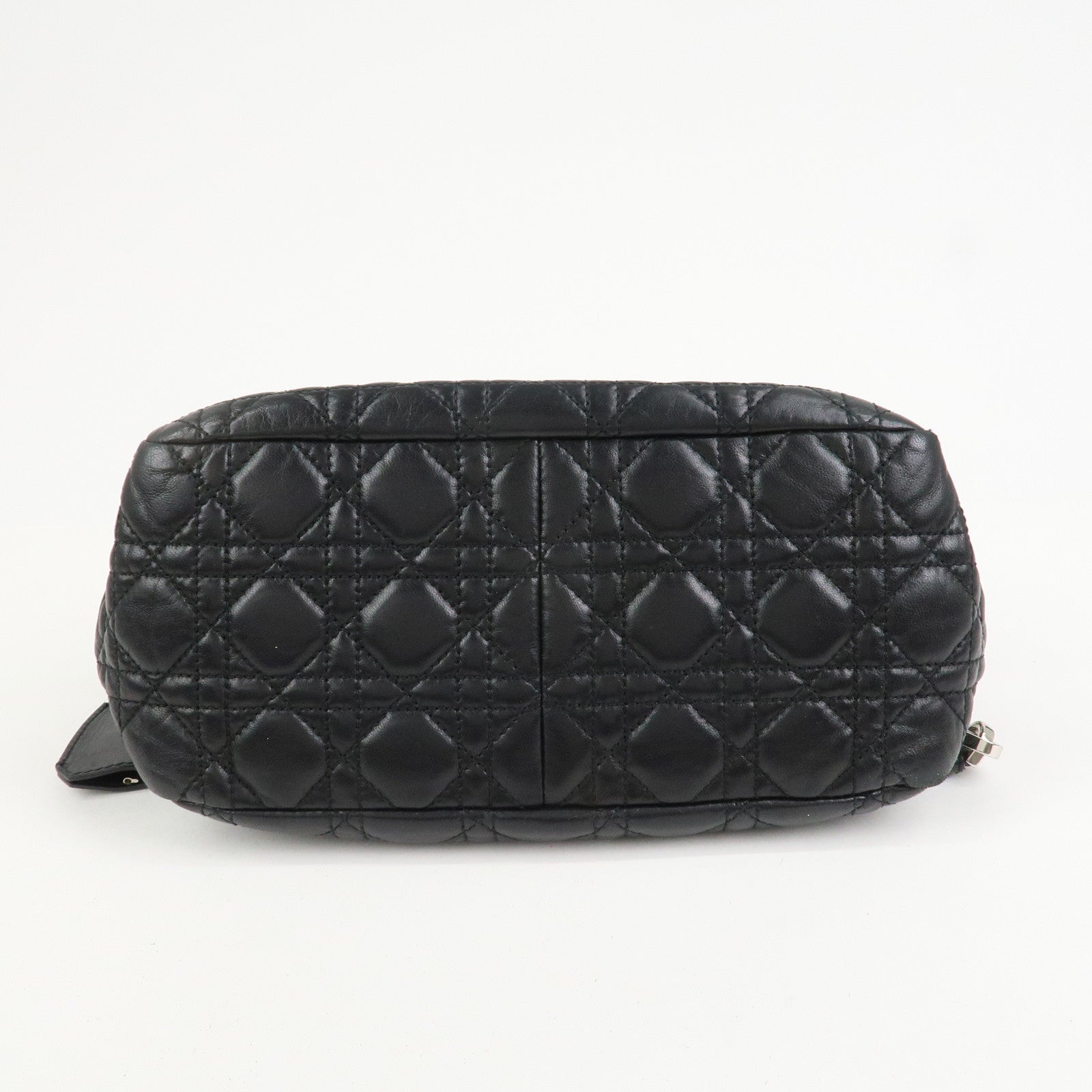 Christian Dior Cannage New Lock Leather Chain Shoulder Bag Black