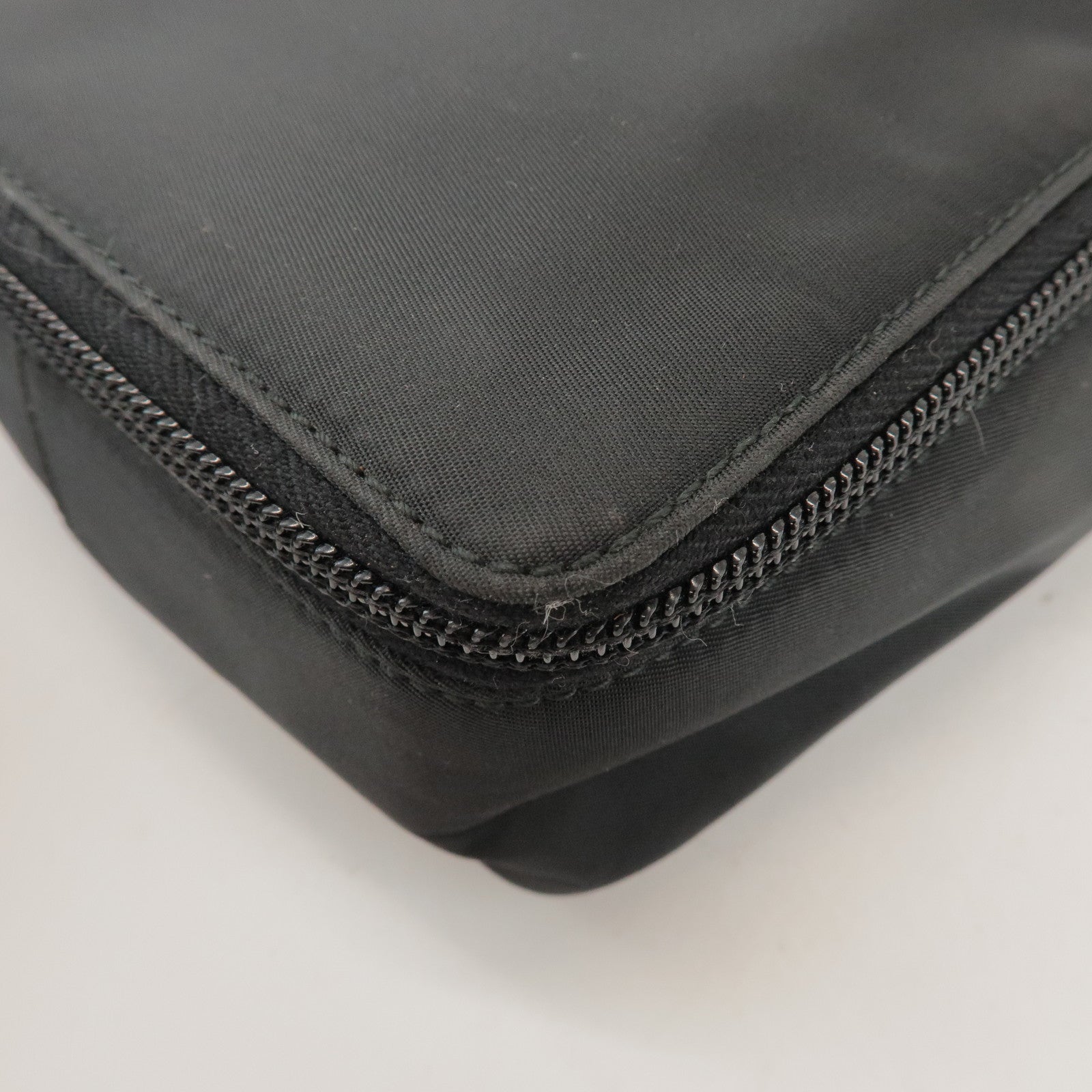 PRADA Triangle Logo Nylon Leather Crossbody Bag Shoulder Bag Black