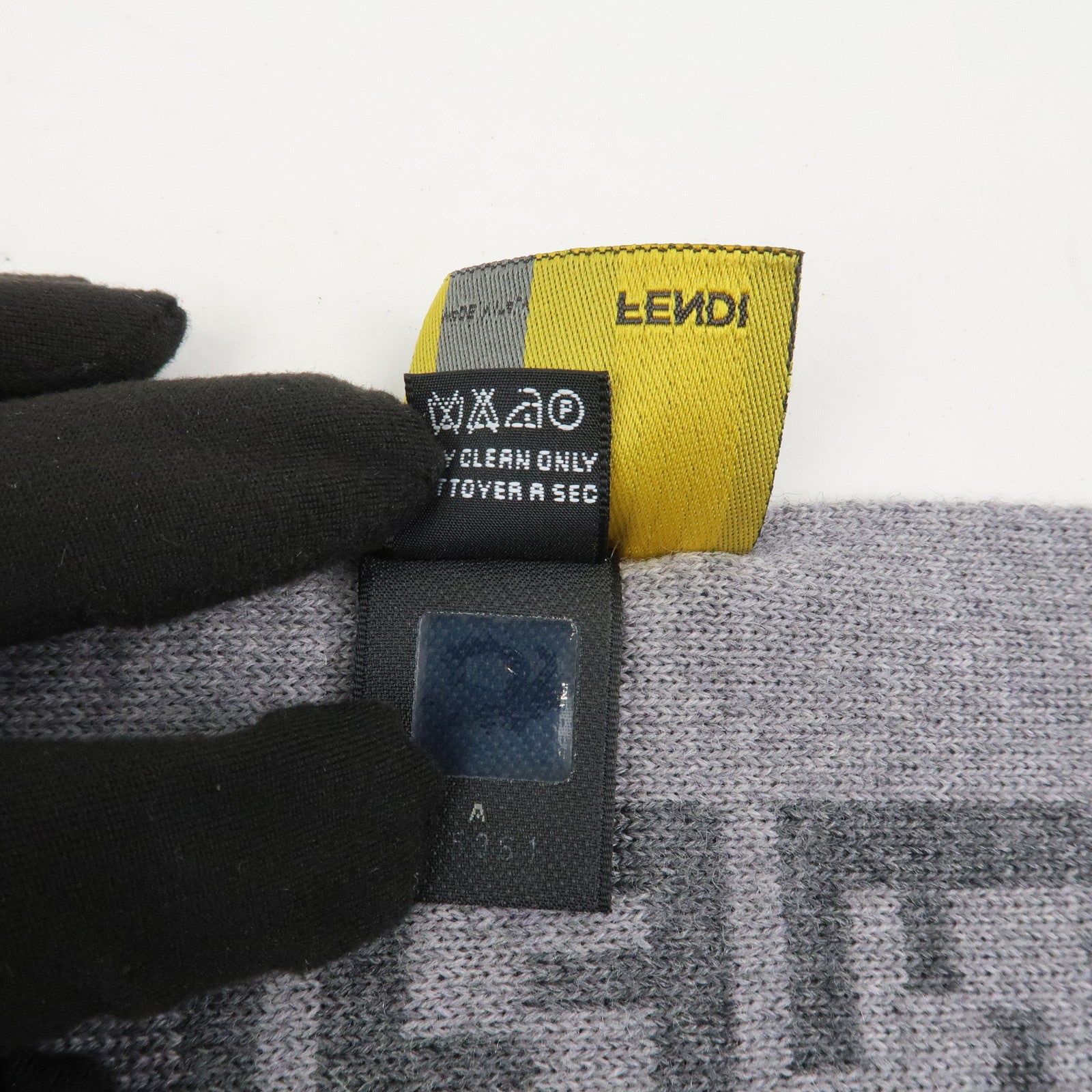 FENDI Zucca Wool 100% Scarf Stole 170×27 Gray