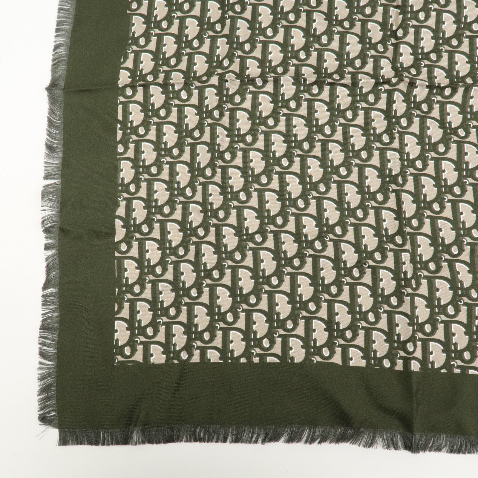 Christian Dior Oblique Silk 100% Scarf Navy Dark Green