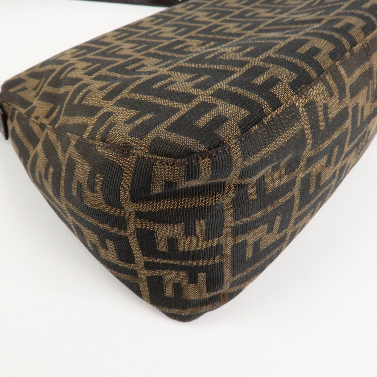 FENDI Mamma Zucca Baguette Canvas Leather Shoulder Bag  26325