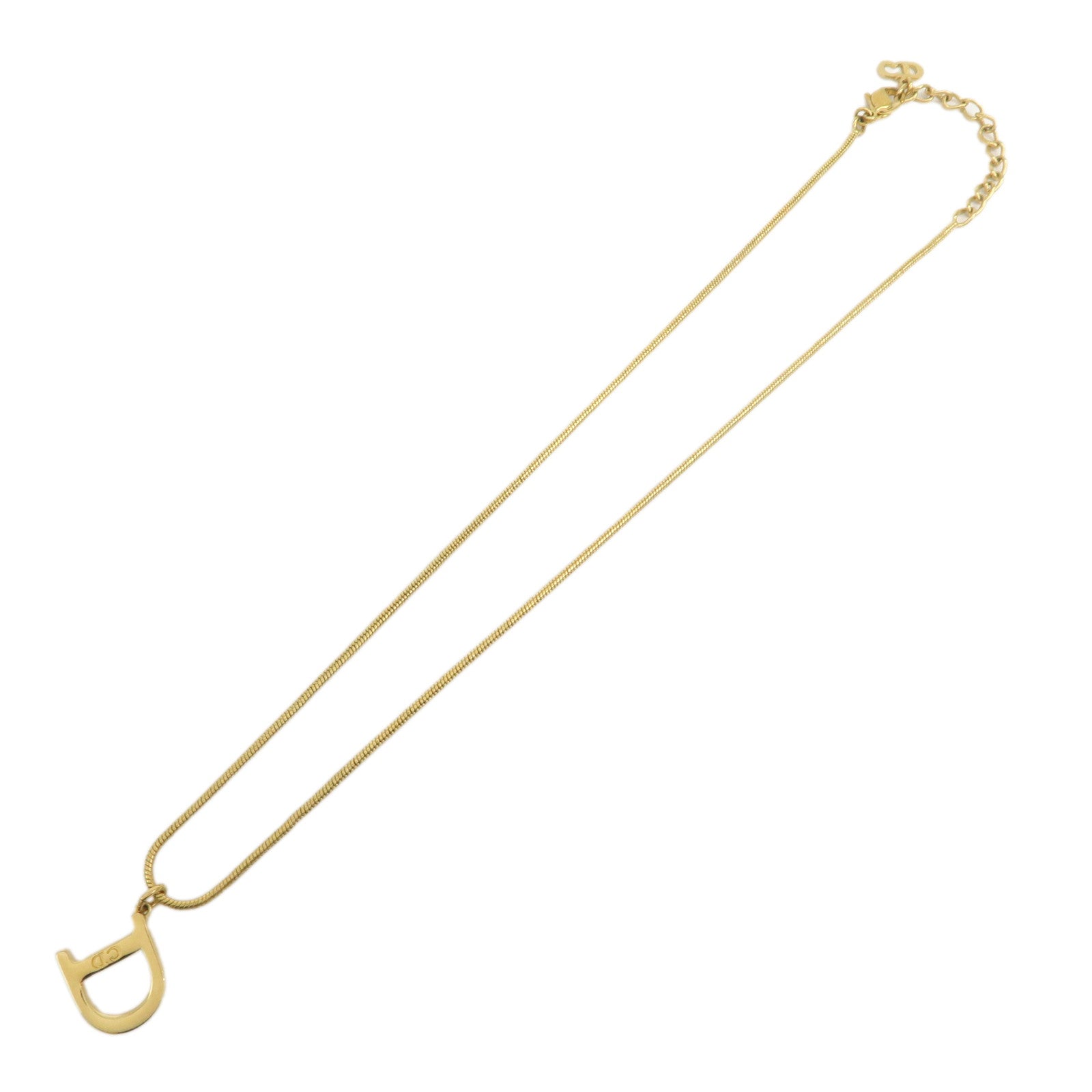Christian Dior Logo Metal Initial D Alphabet Necklace Choker Gold