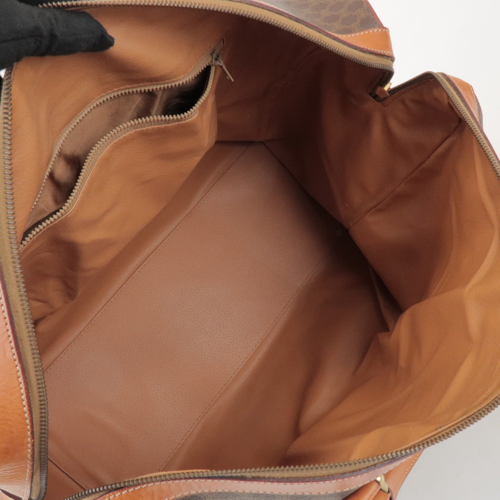 CELINE Macadam PVC Leather Boston Bag Hand Bag Brown