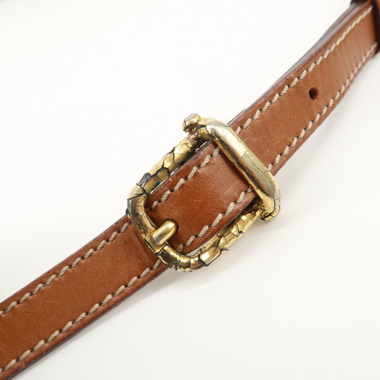 CELINE Macadam Logo Leather Shoulder Bag Brown Gold