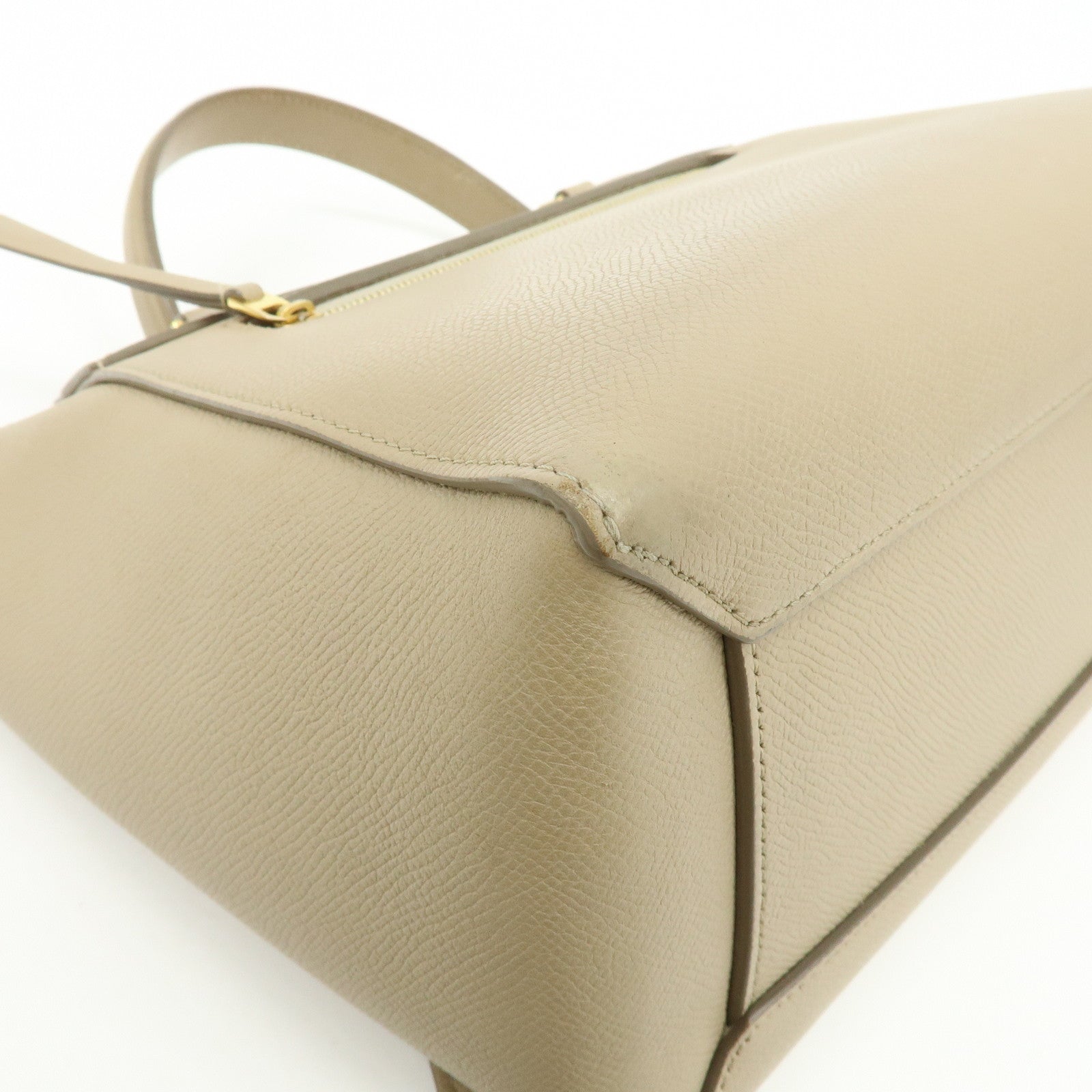 CELINE Belt Bag Leather 2WAY Bag Hand Bag Shoulder Bag Greige