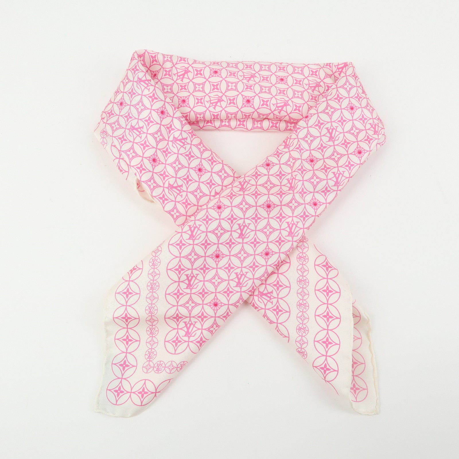 Louis Vuitton Silk 100% Scarf Murakami White Pink