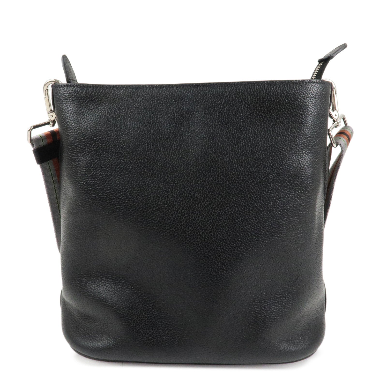 PRADA VITELLO PHENIX Calf Leather Shoulder Bag Black 1BE057 Used