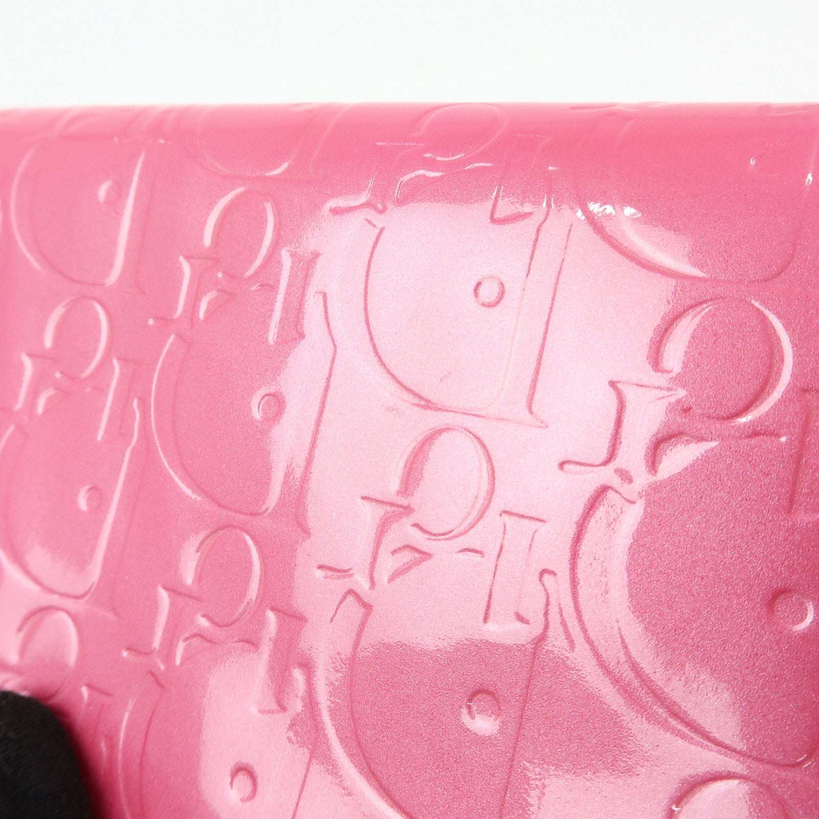 Christian Dior Trotter Patent Leather Chain Wallet WOC Pink
