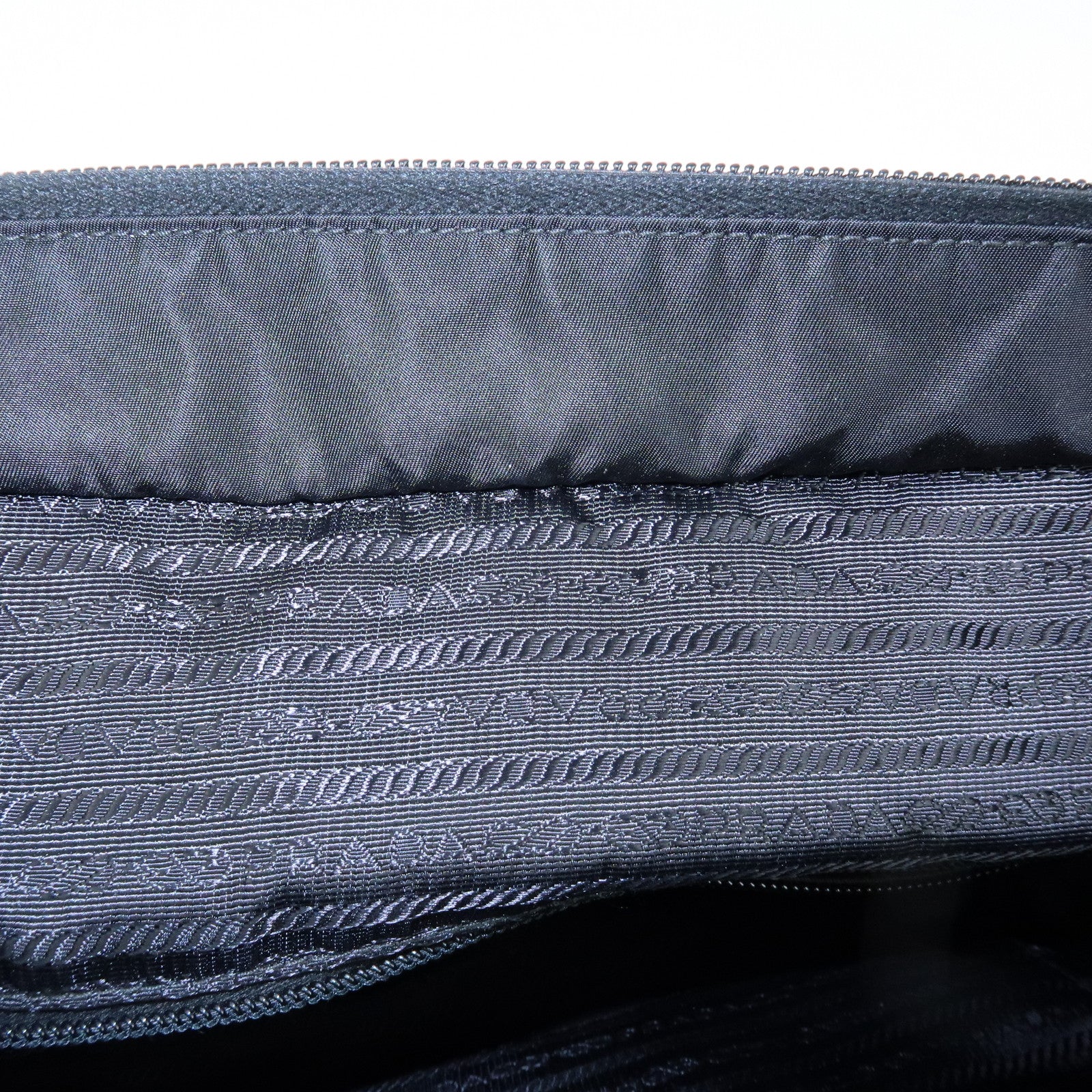 PRADA Triangle Logo Nylon Leather Tote Bag Shoulder Bag Black