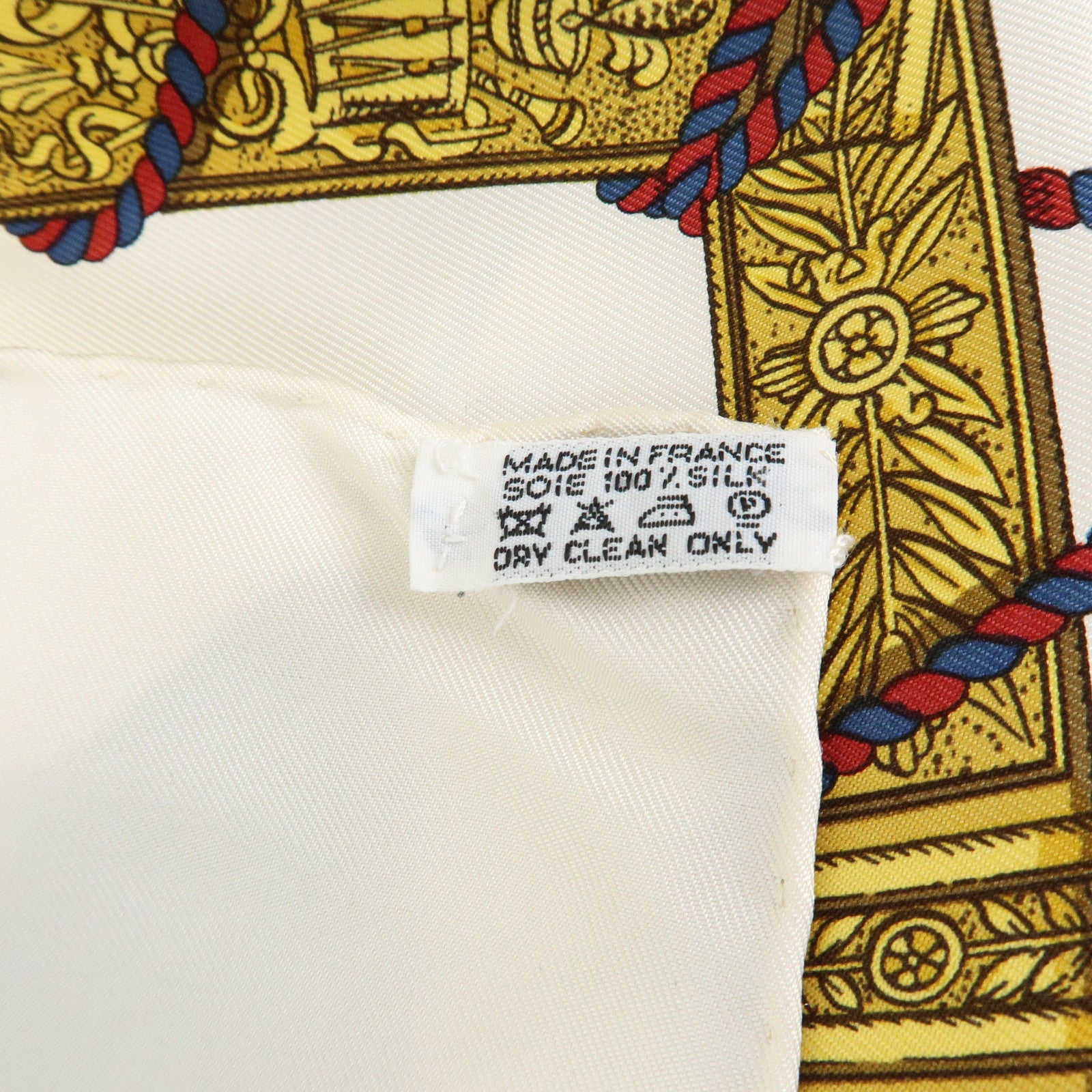 HERMES Carre 90 Set of 2 Silk 100% Scarf Gold Ivory Red