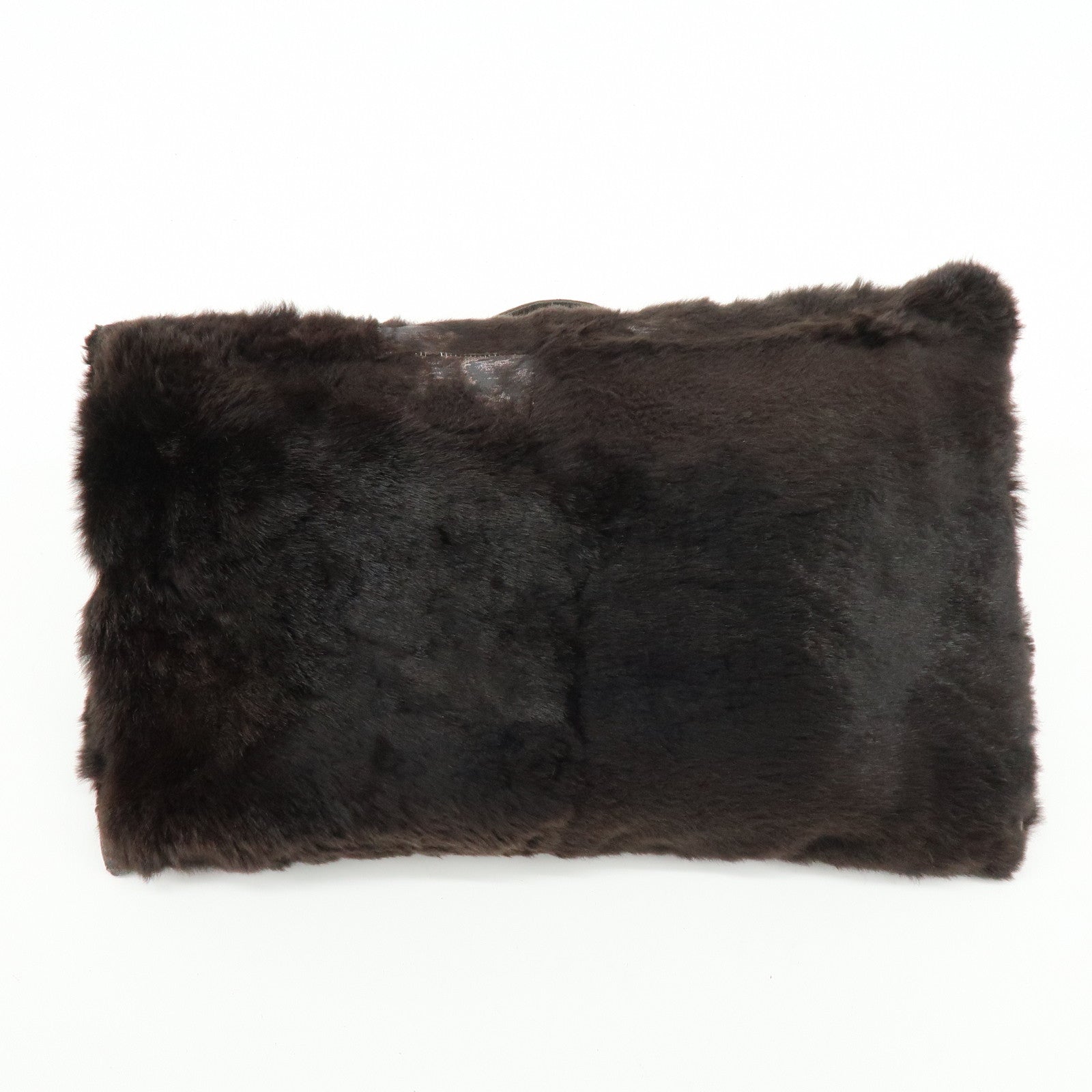 LOEWE Fur Nappa Leather Hand Bag Dark Brown