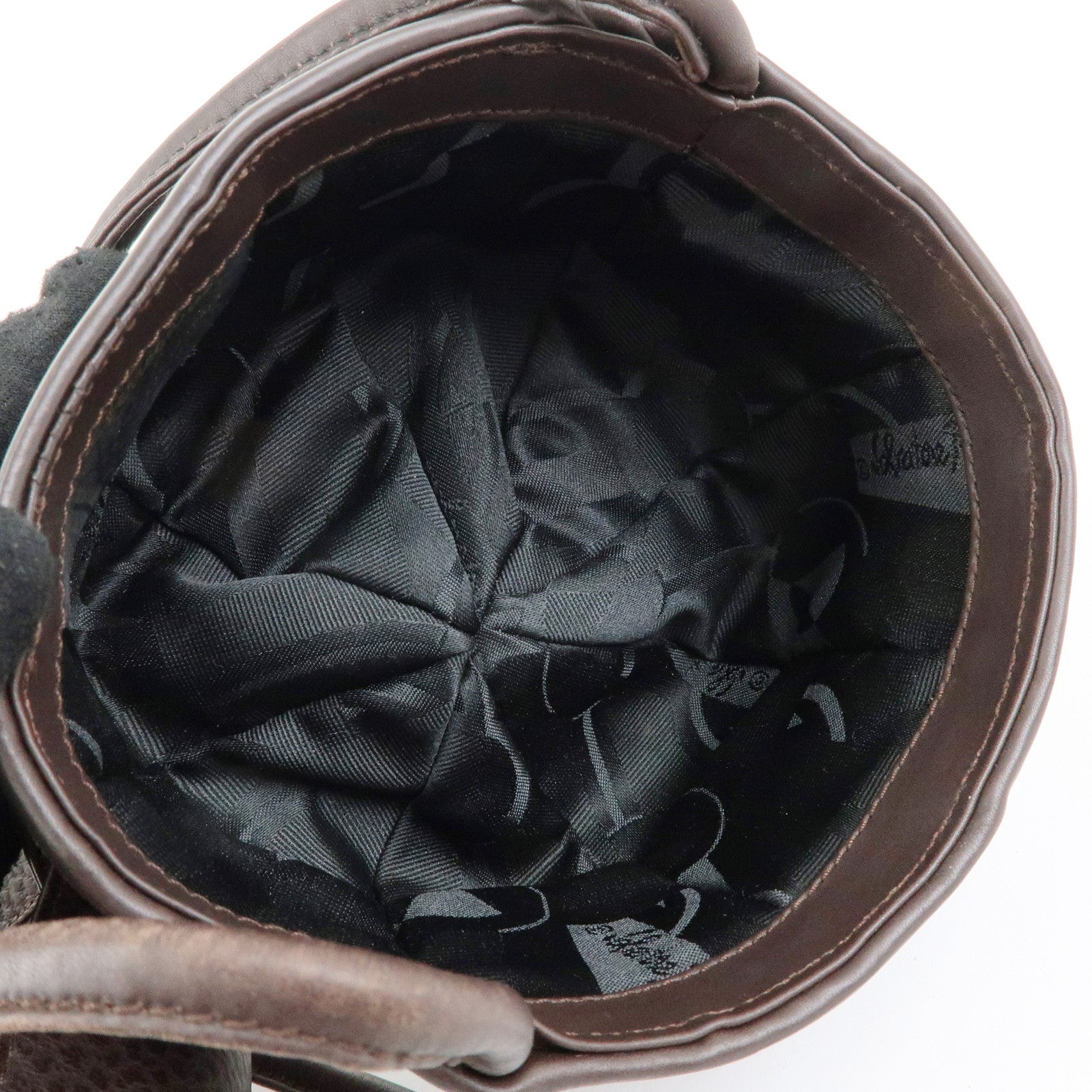 Ferragamo Leather Shoulder Bag Crossbody Bag Acorn Bag Dark Brown