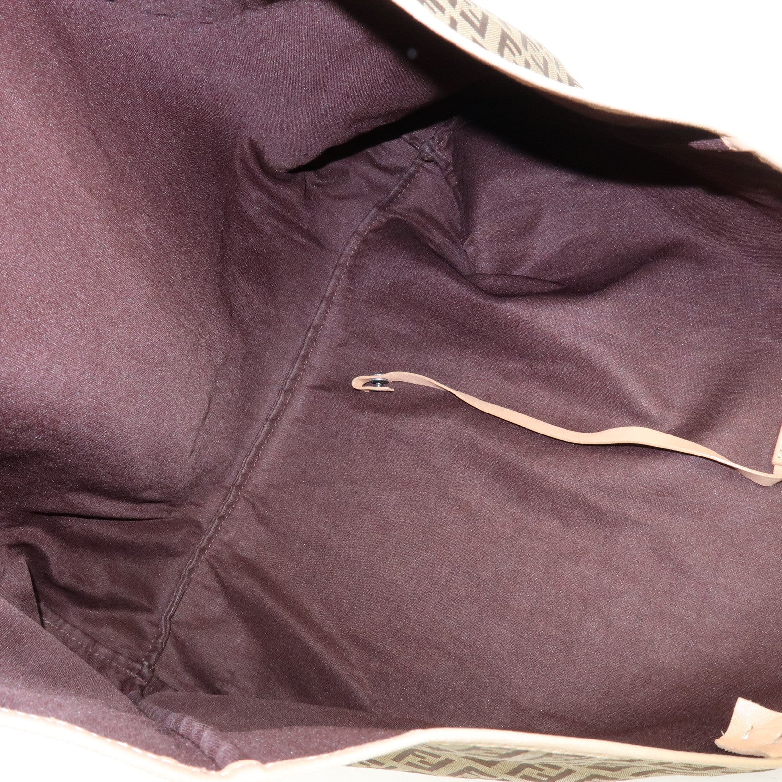 FENDI Zucchino Canvas Tote Bag Shoulder Bag Beige Brown 8BH005